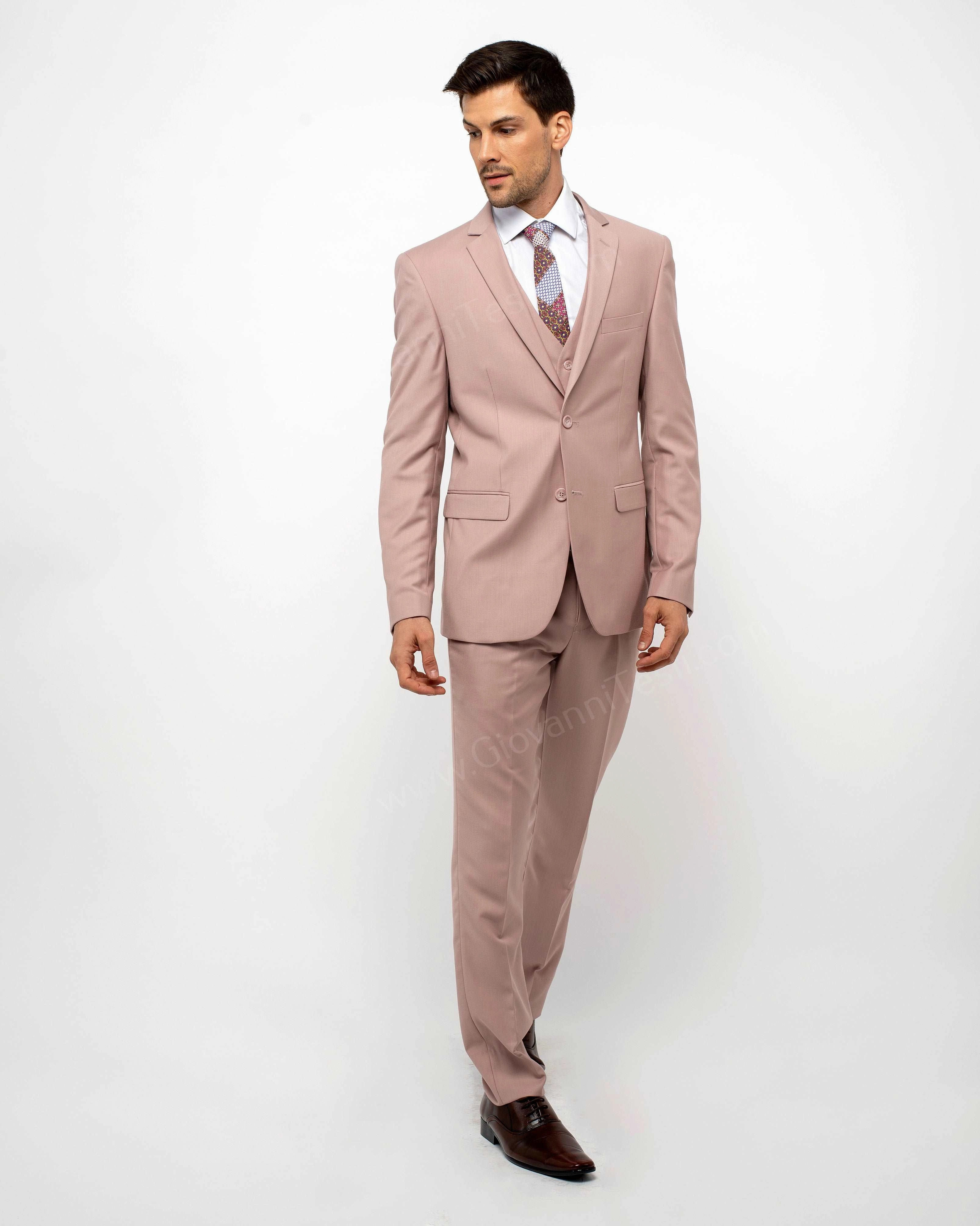 2 Button Notch Lapel Blush Slim Fit Suit FF2SV-4030