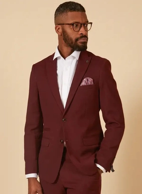 2-piece Wine Red Men's Suit - Marc Darcy Max Wine 2pc