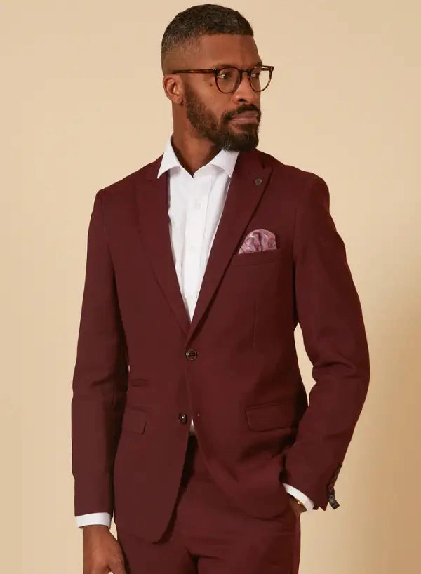 2-piece Wine Red Men's Suit - Marc Darcy Max Wine 2pc