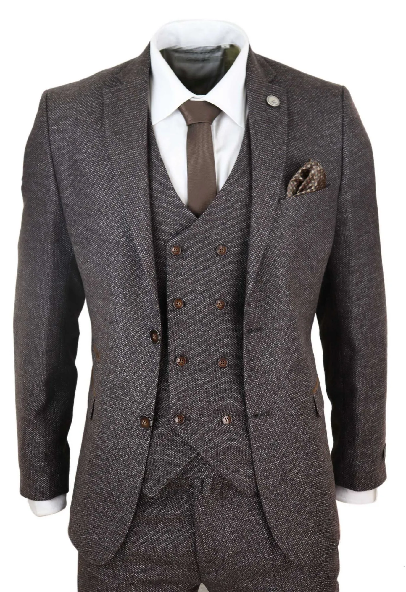 3 Piece Suit Double Breasted Tweed