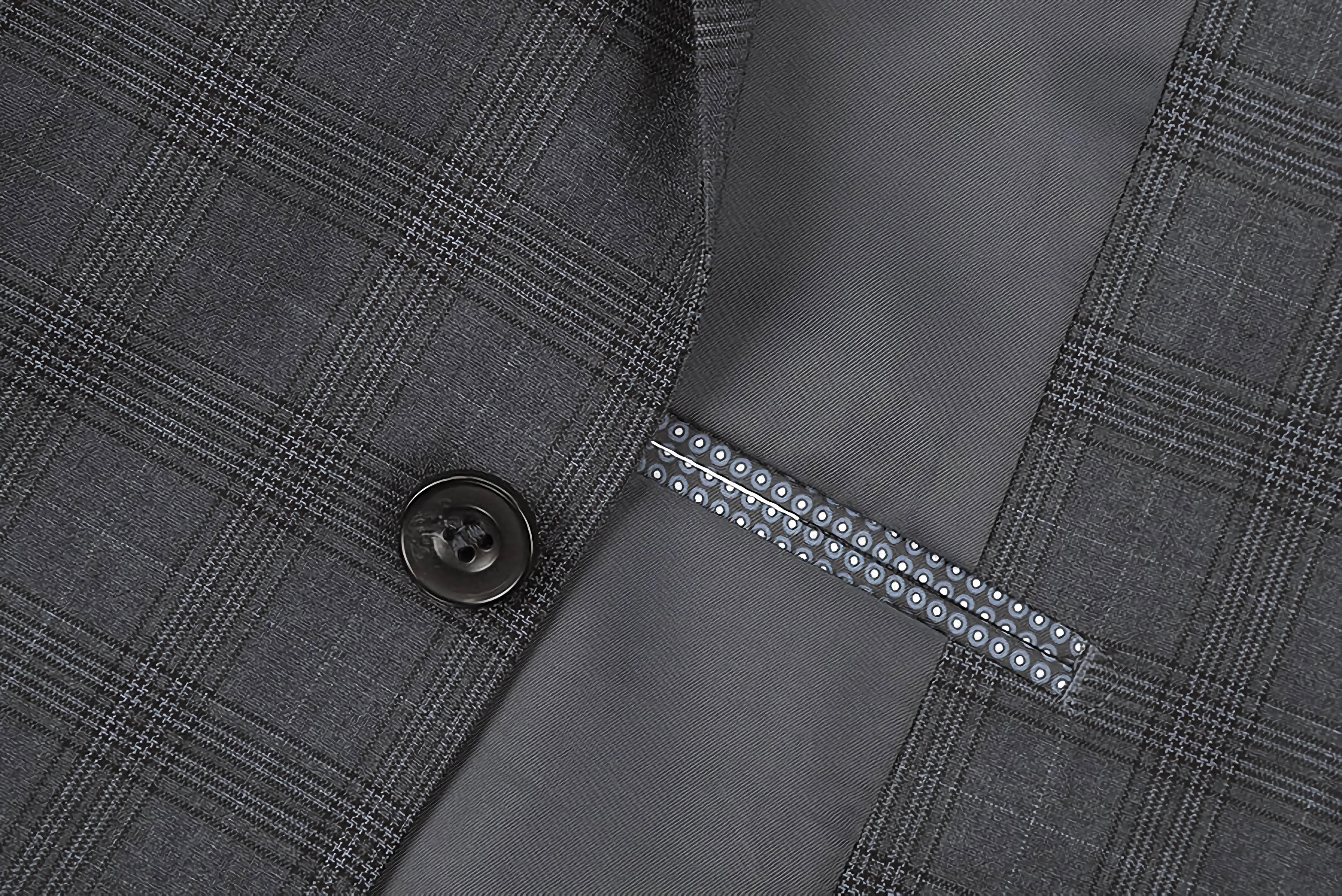3 Piece Suit 2 Buttons Gray Glen Plaid Regular Fit