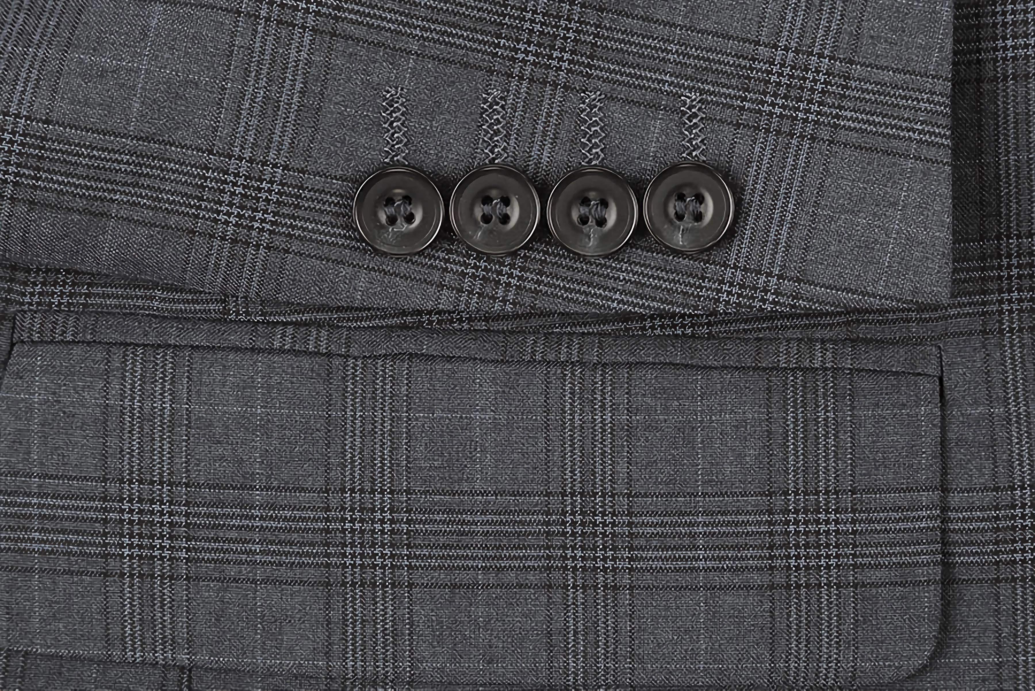 3 Piece Suit 2 Buttons Gray Glen Plaid Regular Fit