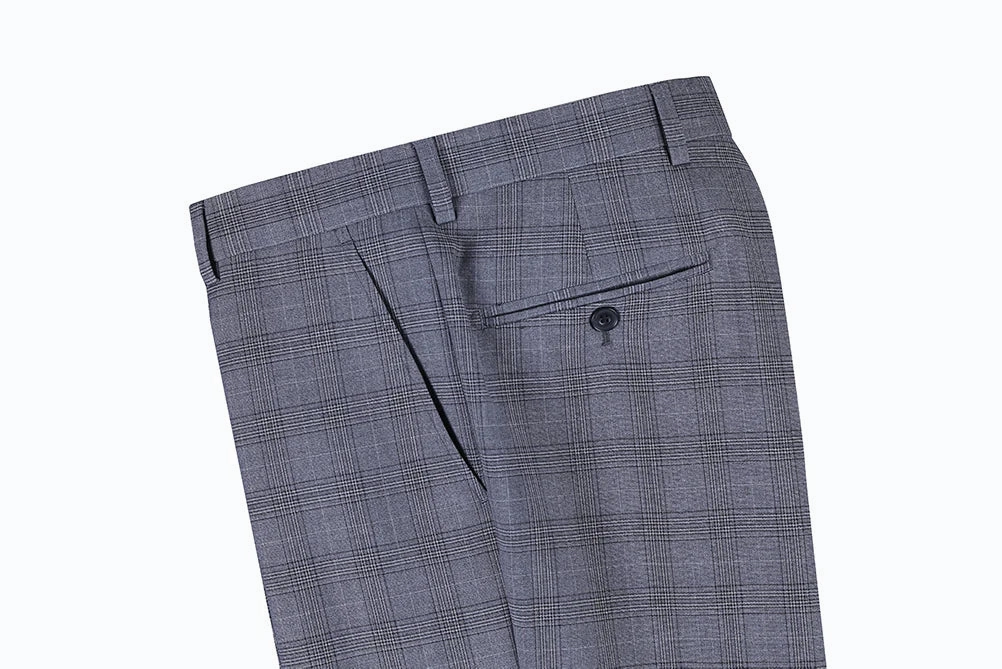 3 Piece Suit 2 Buttons Gray Glen Plaid Regular Fit