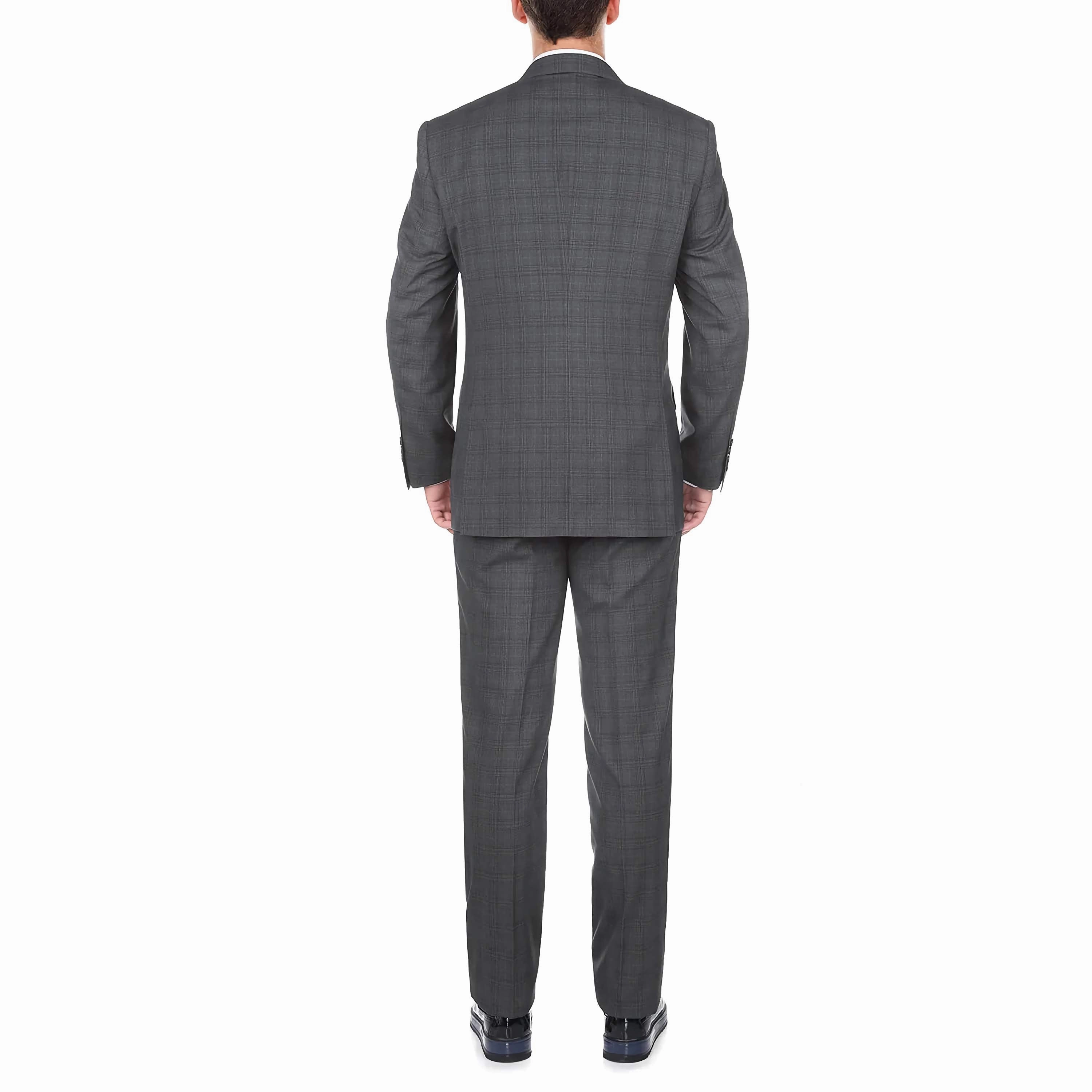3 Piece Suit 2 Buttons Gray Glen Plaid Regular Fit