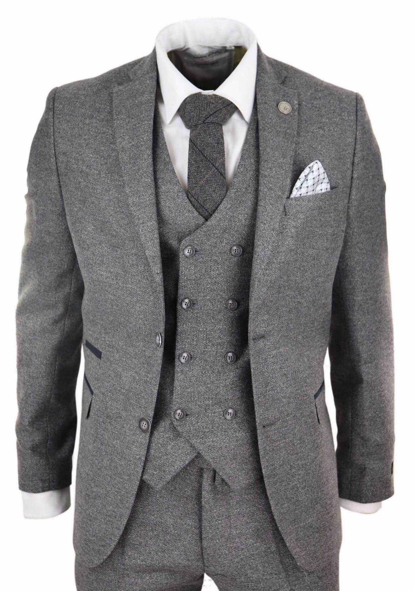 3 Piece Suit Double Breasted Tweed