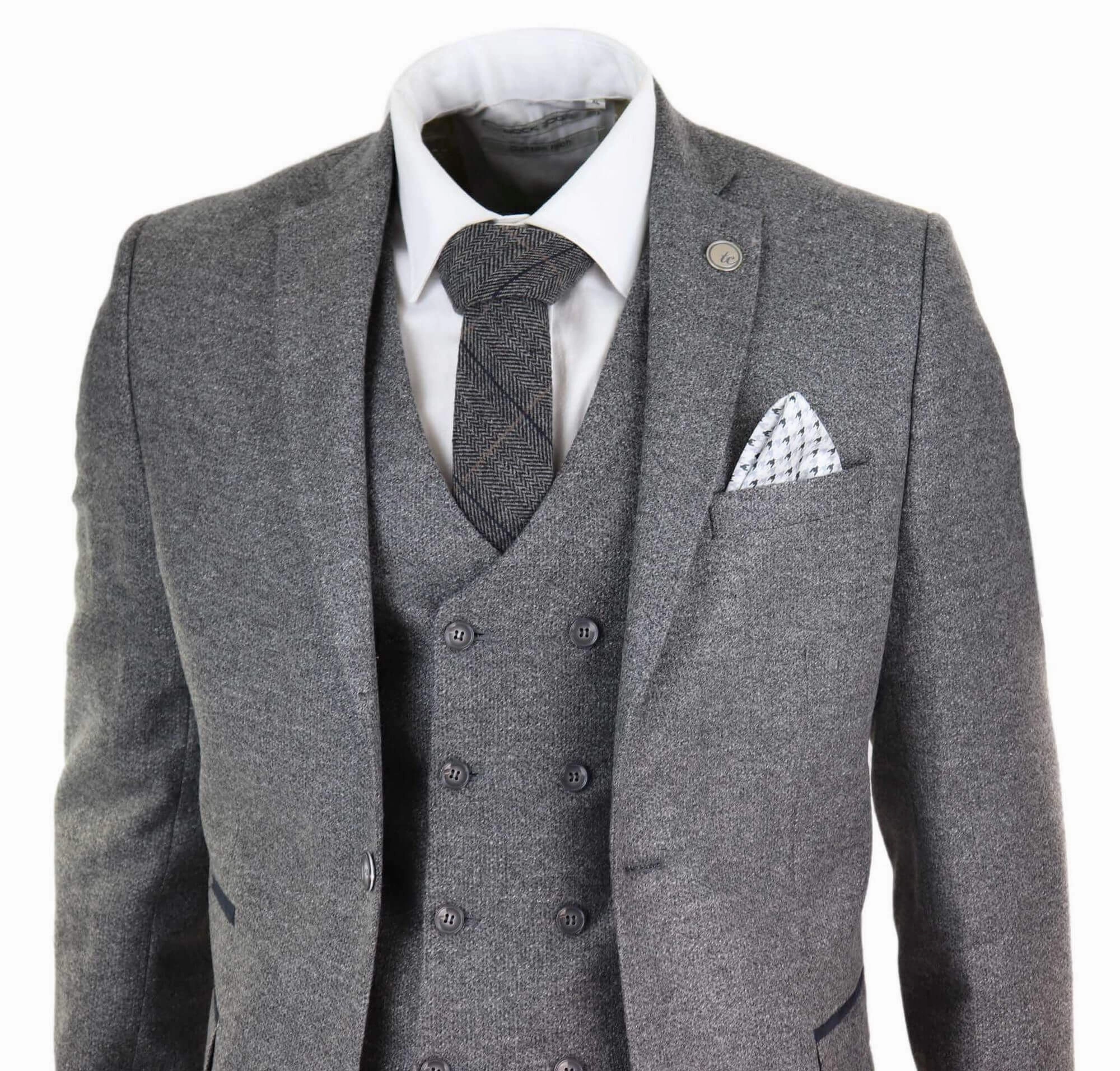 3 Piece Suit Double Breasted Tweed