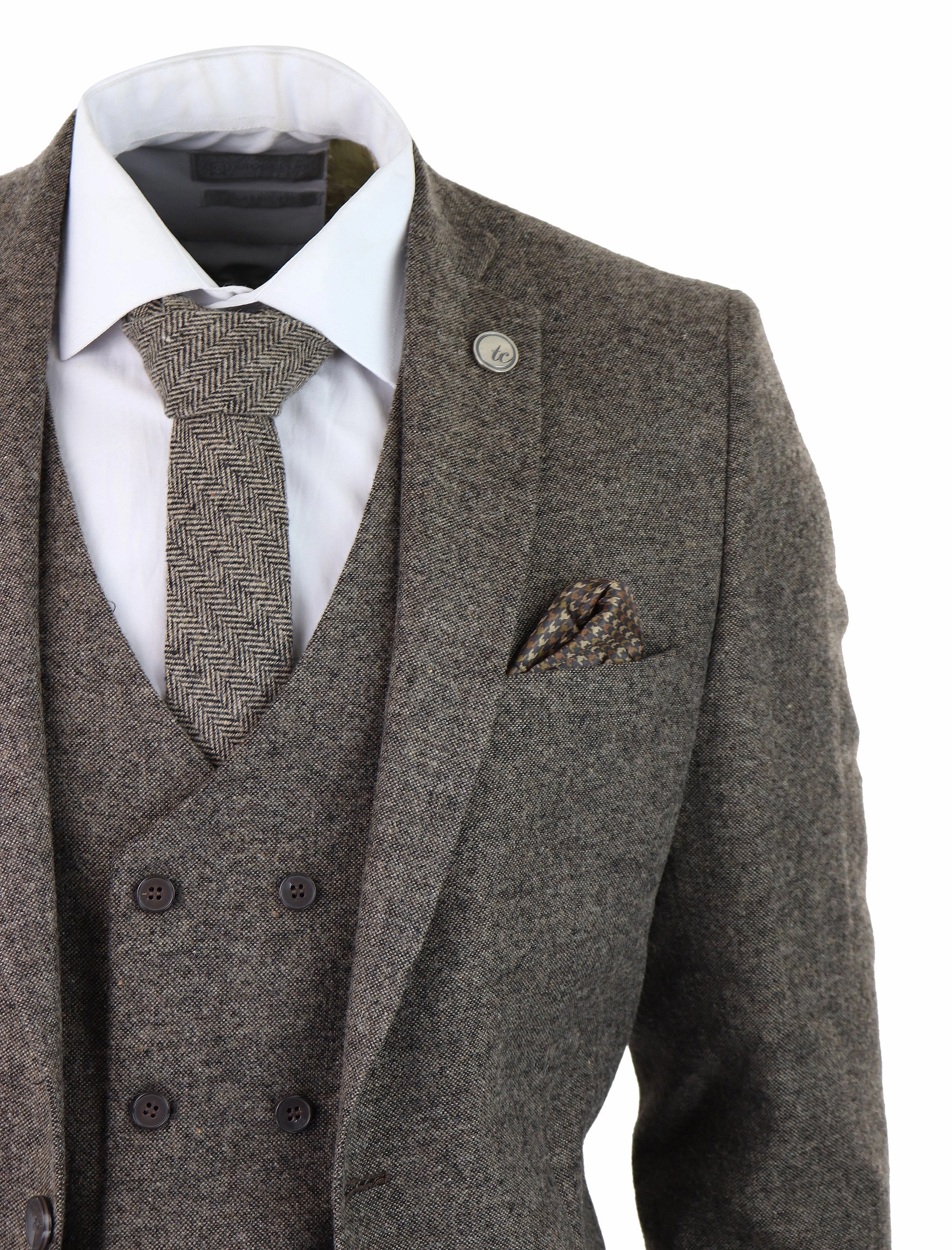 3 Piece Suit Double Breasted Tweed
