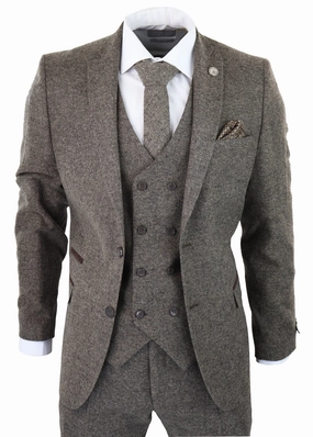 3 Piece Suit Double Breasted Tweed