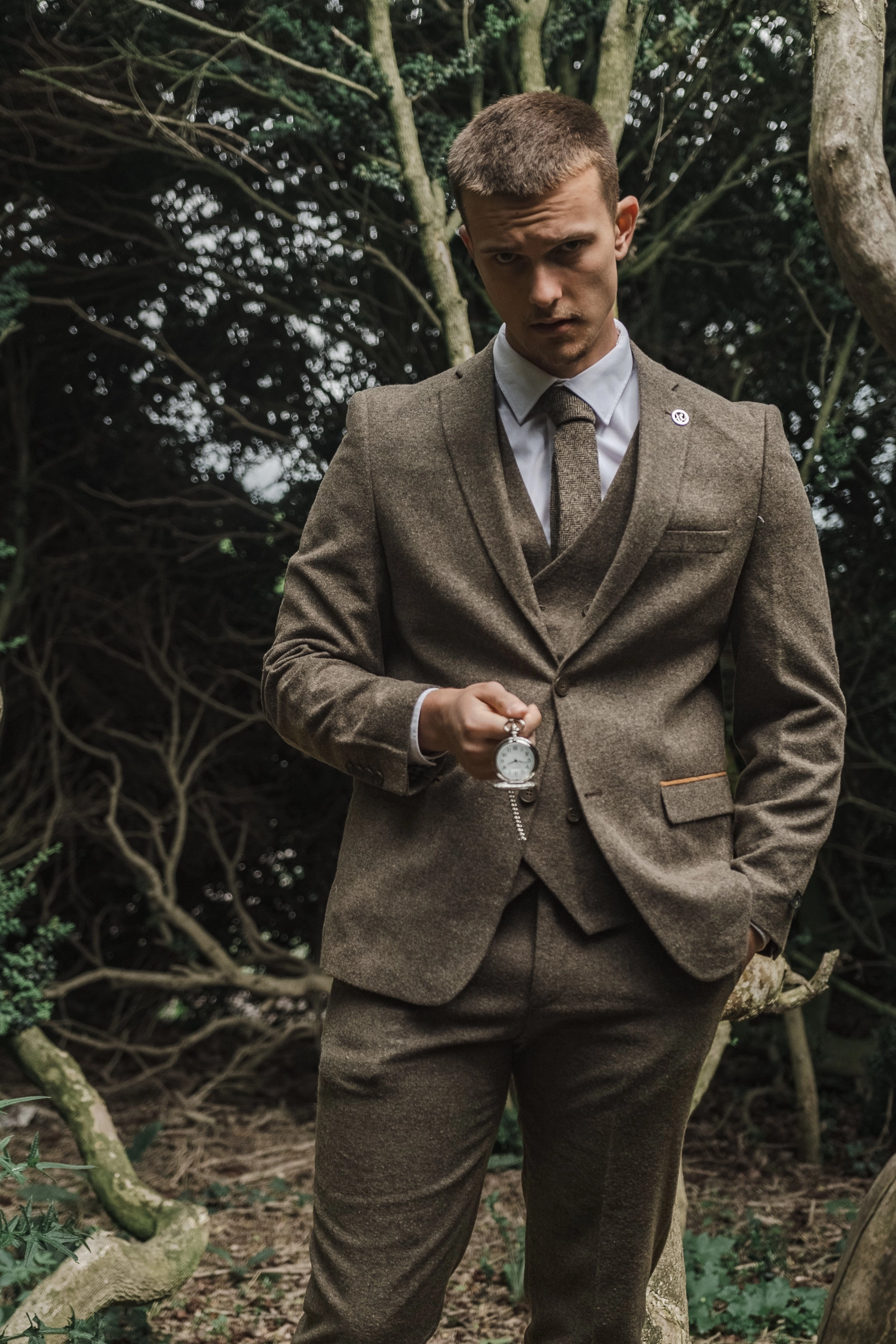3 Piece Suit Double Breasted Tweed