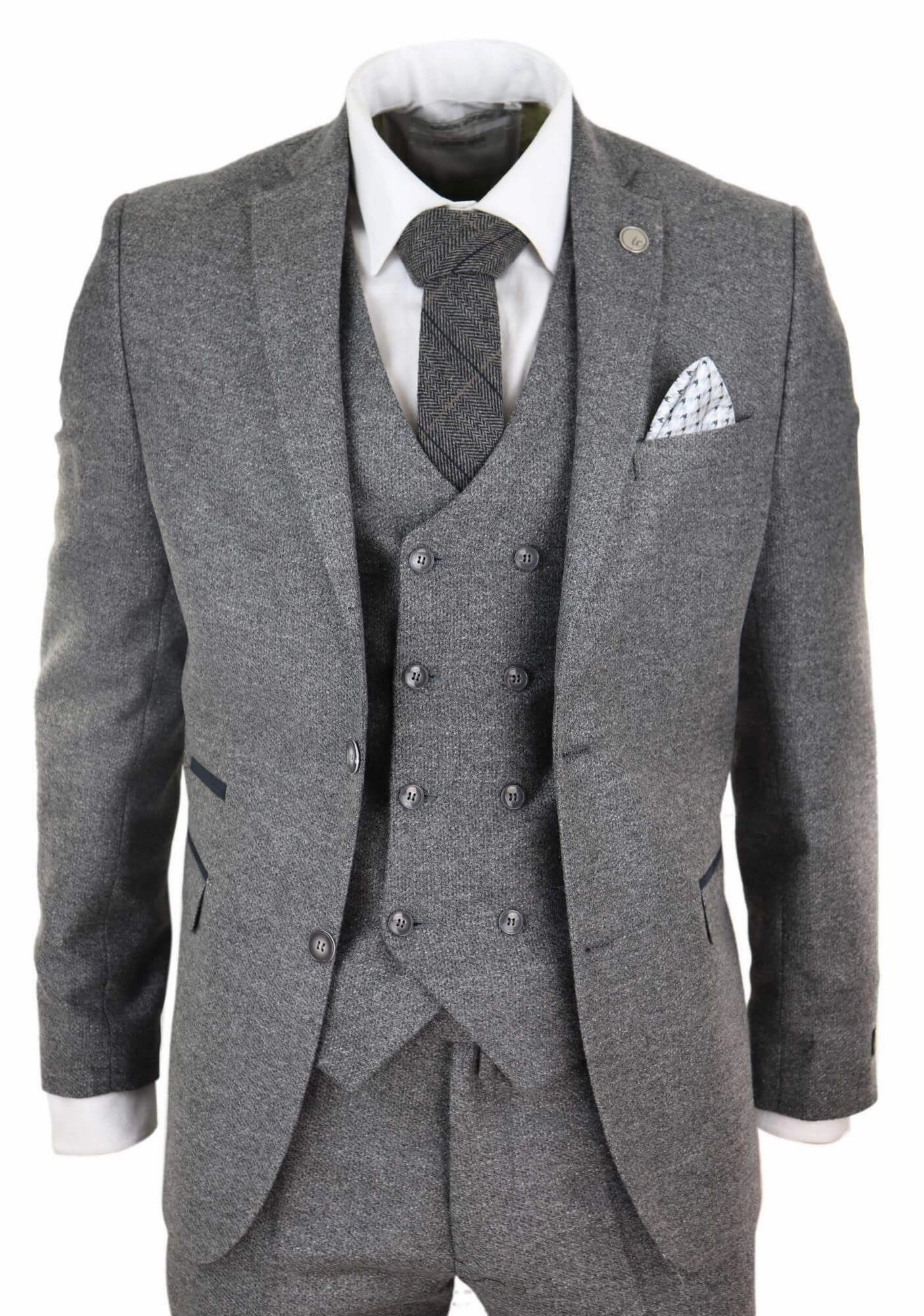 3 Piece Suit Double Breasted Tweed