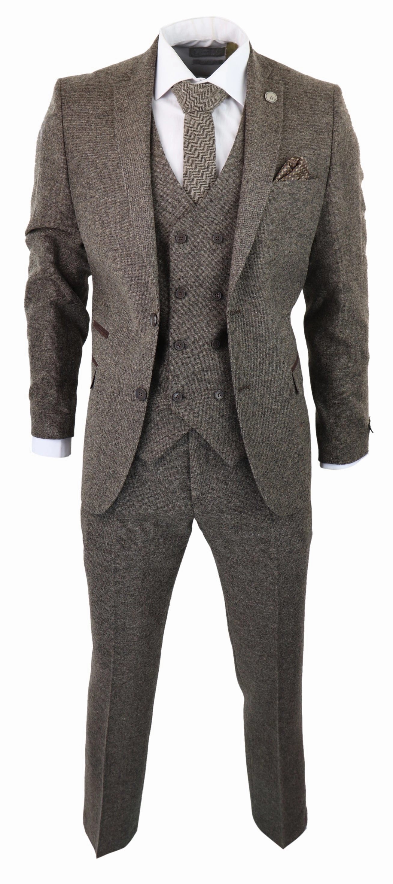 3 Piece Suit Double Breasted Tweed