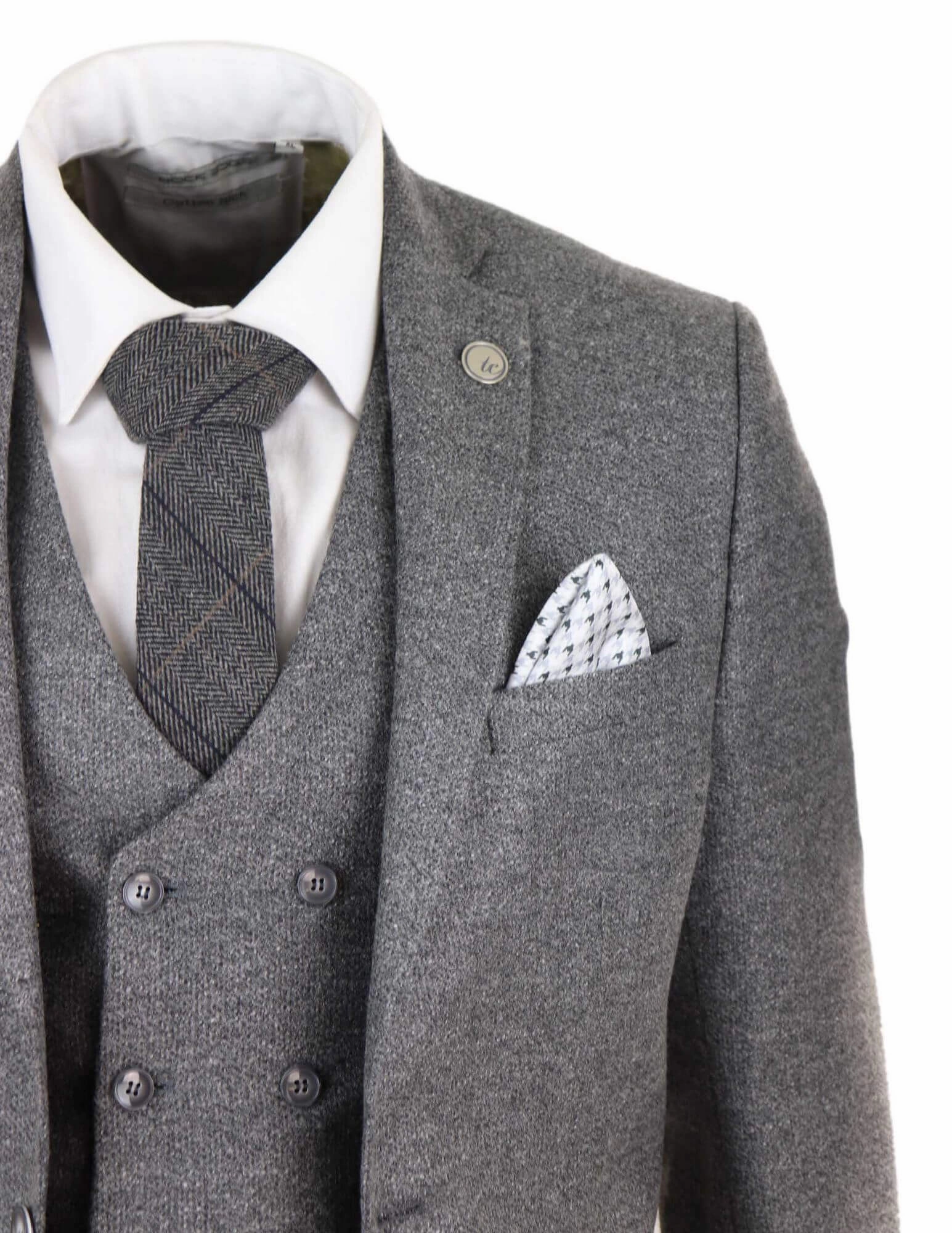 3 Piece Suit Double Breasted Tweed