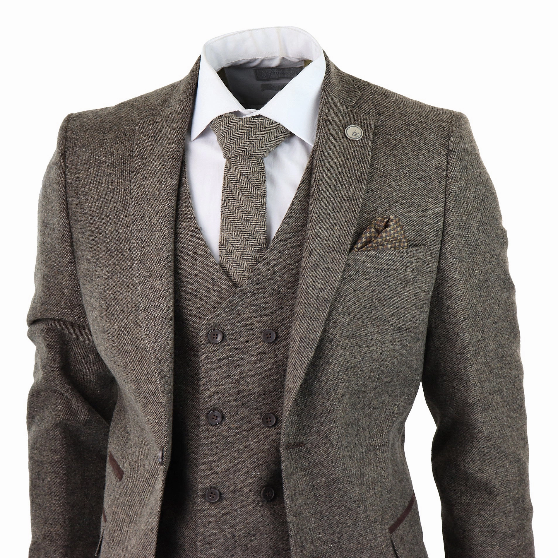 3 Piece Suit Double Breasted Tweed