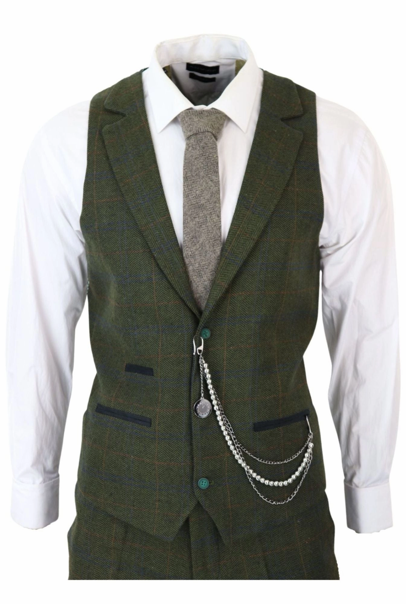 3 Piece Suit Wool Tweed Herringbone