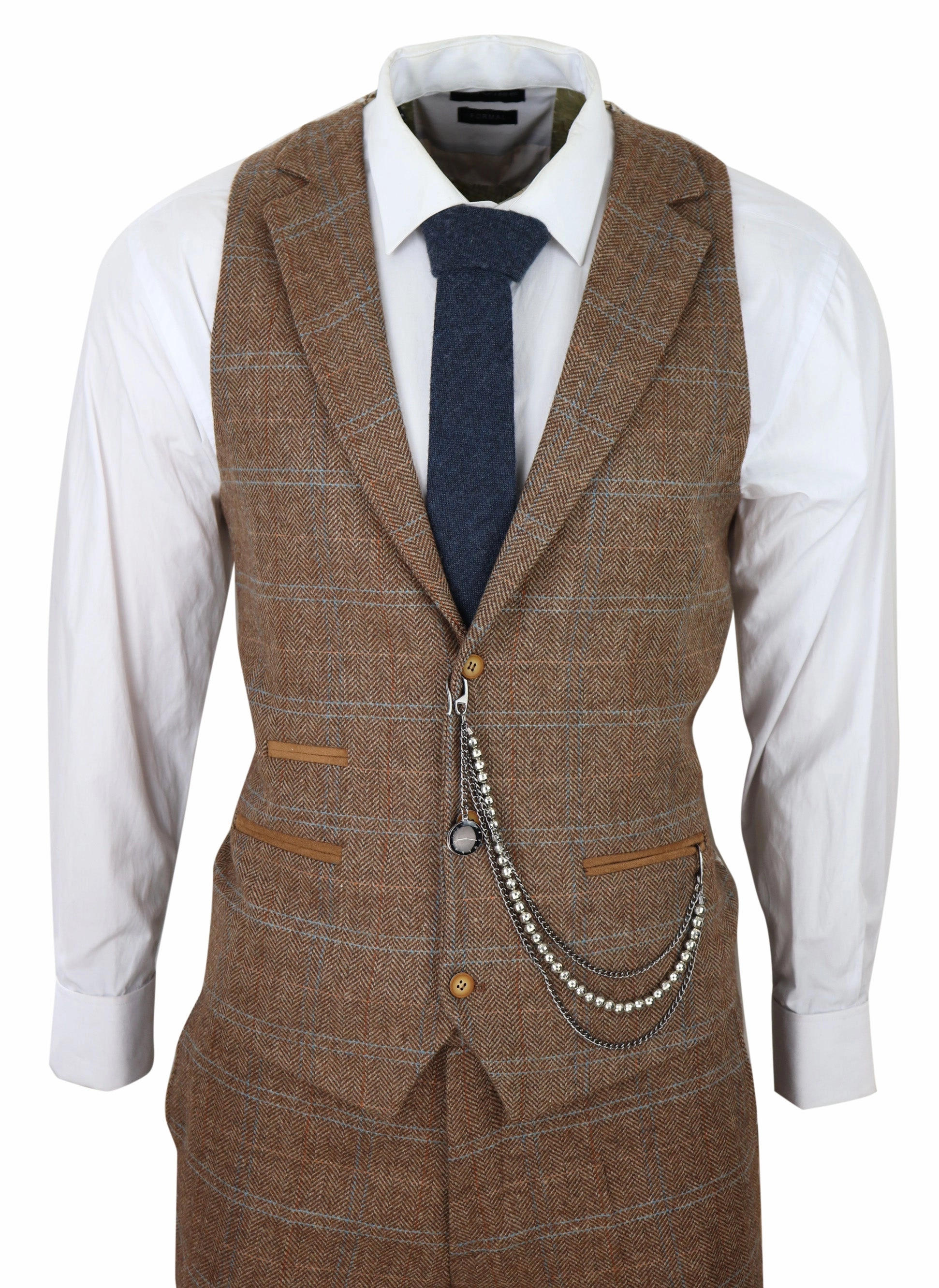 3 Piece Suit Wool Tweed Herringbone