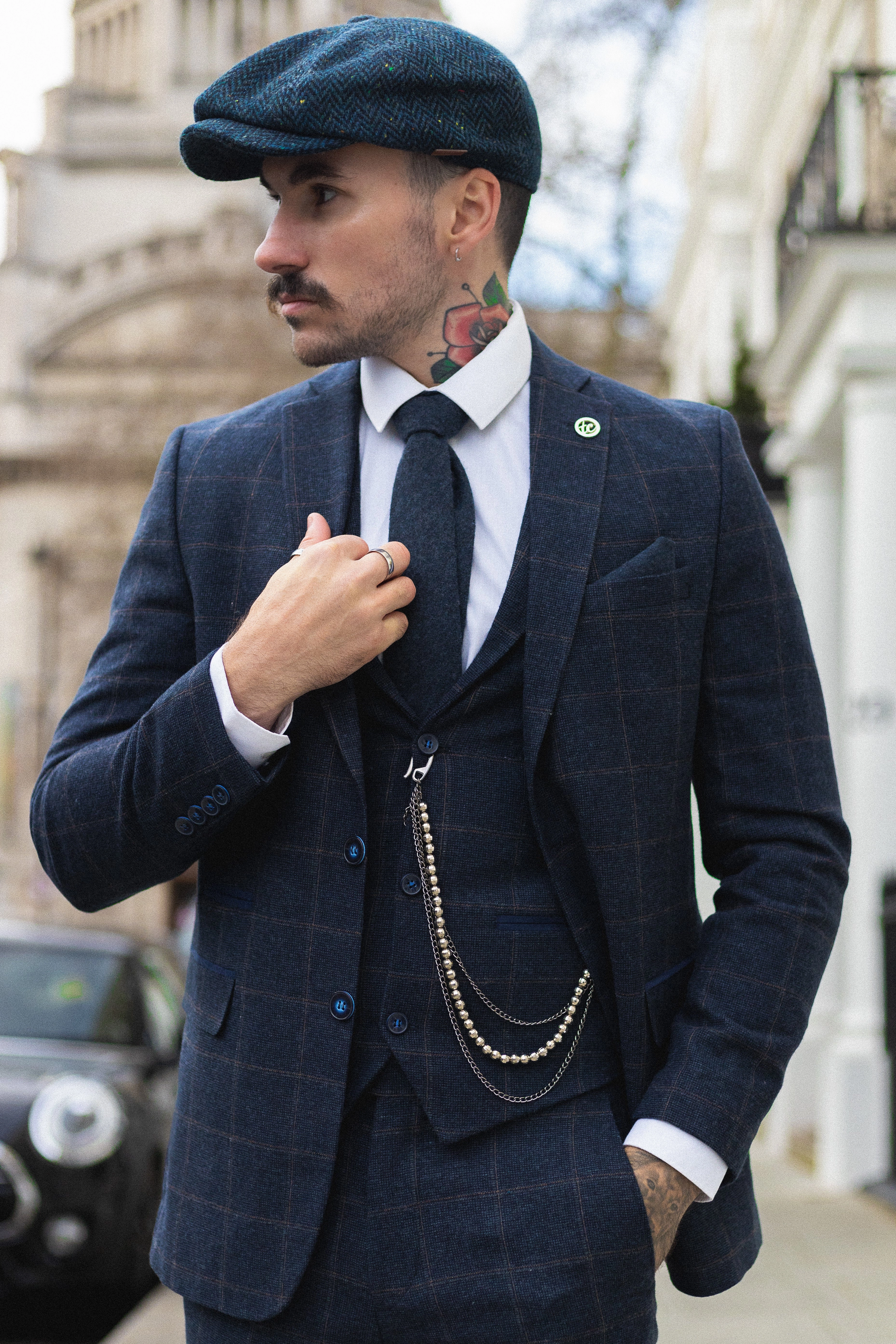 3 Piece Suit Wool Tweed Herringbone