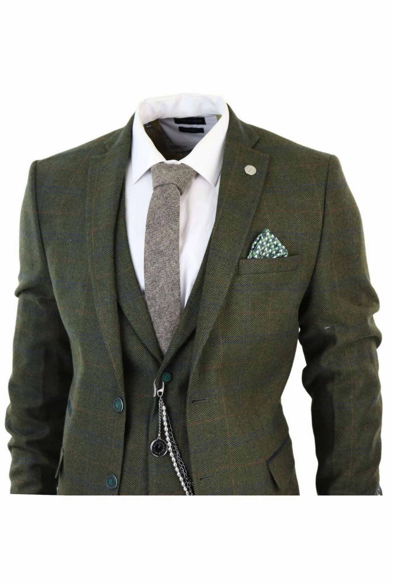 3 Piece Suit Wool Tweed Herringbone