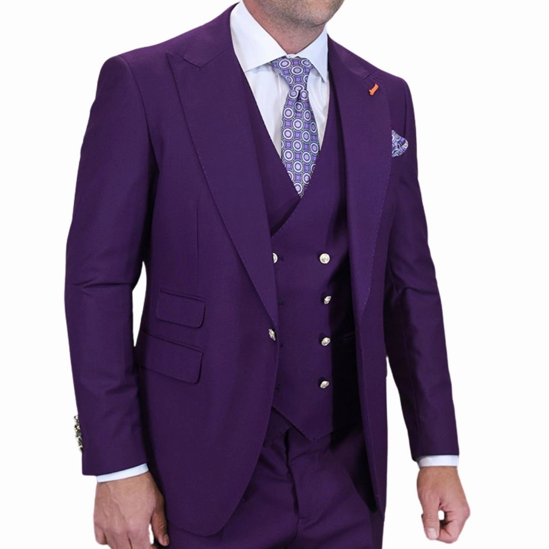 Aether Crest Collection: Statement Plum 3-Piece Modern Fit Suit