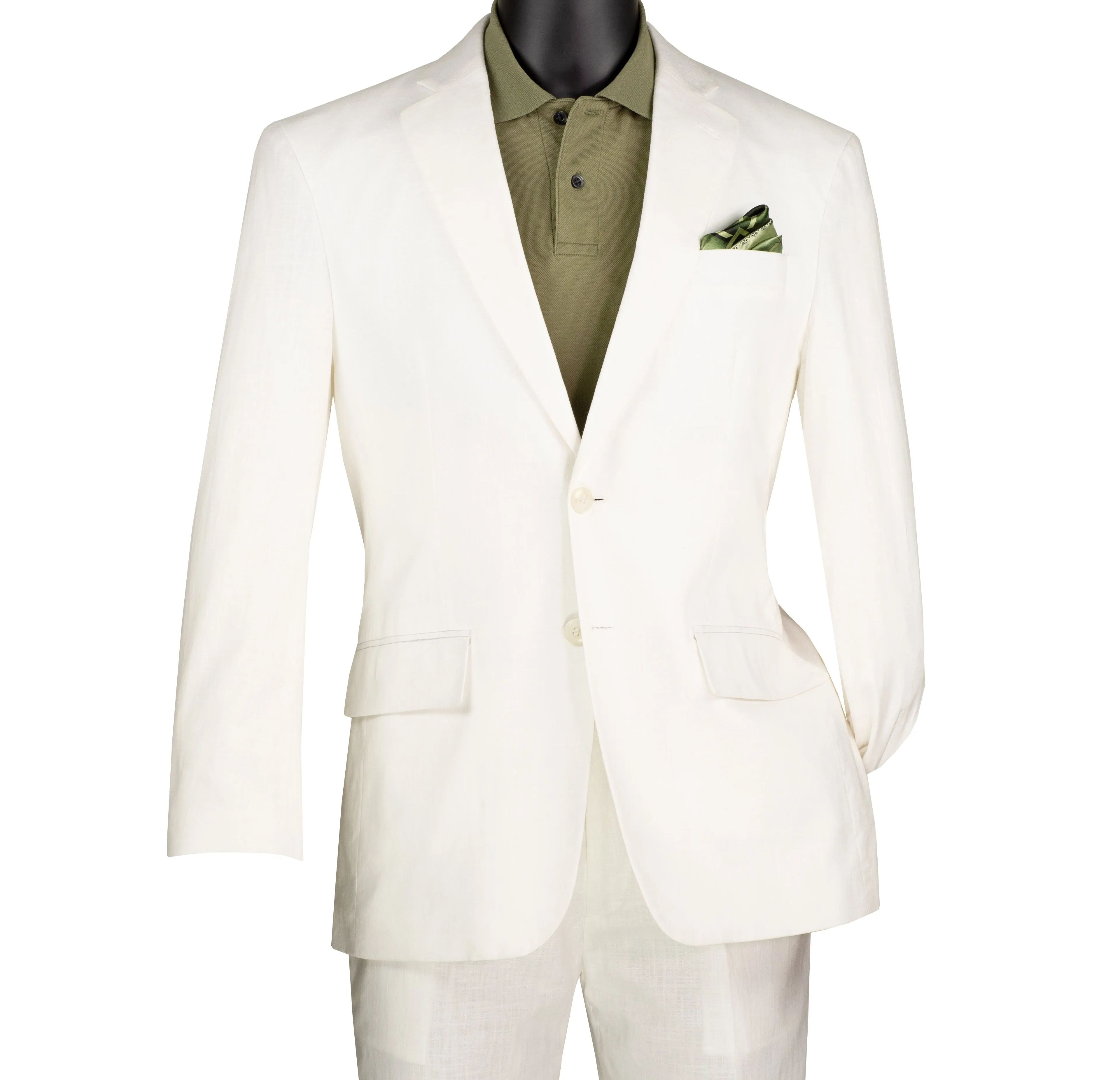 Albero Collection: White Linen Cotton Modern Fit 2-Piece Suit