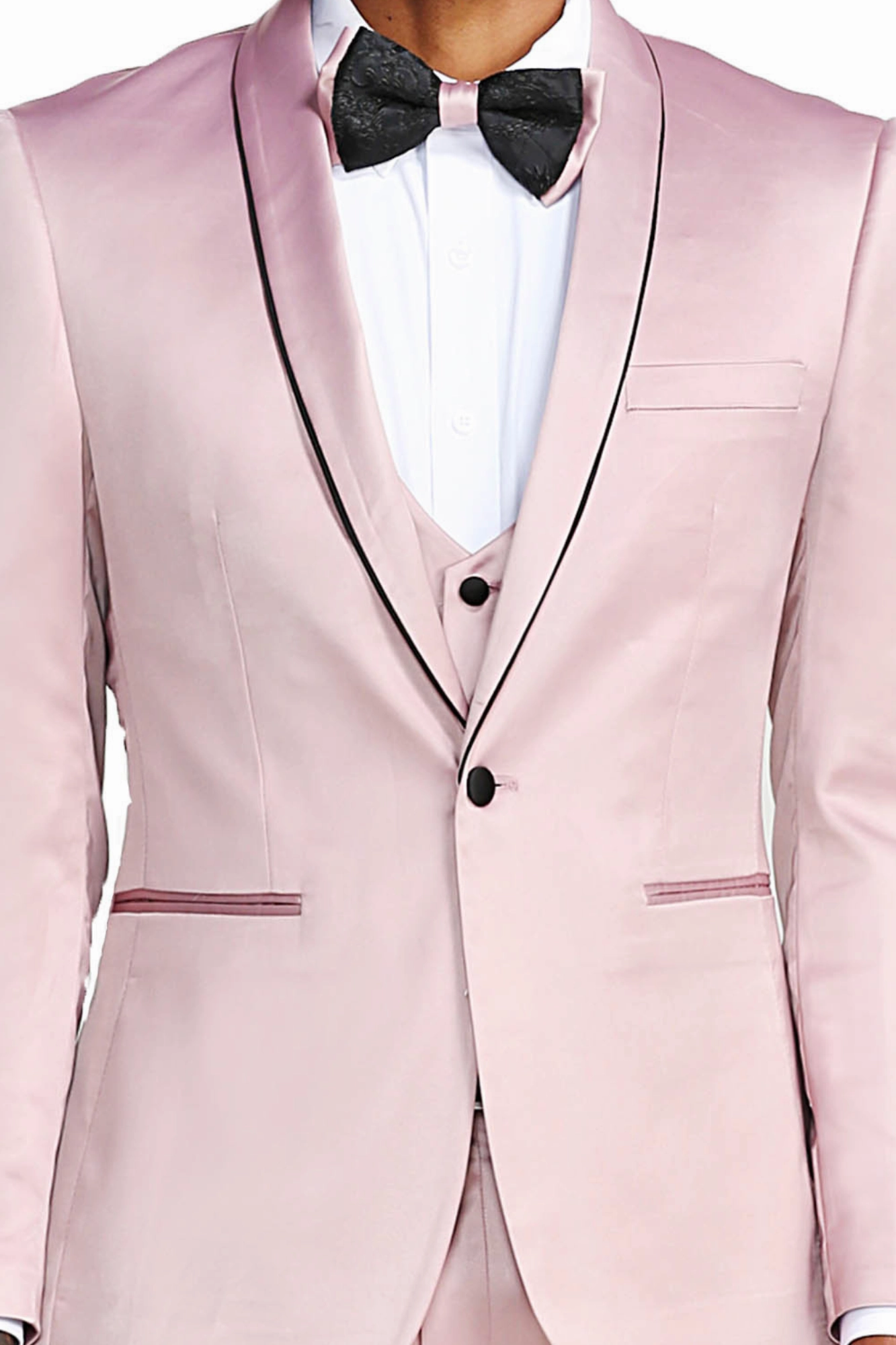 Apex Collection: Men's 3-Piece Suit With Shawl Collar In Rose/Black - Slim Fit