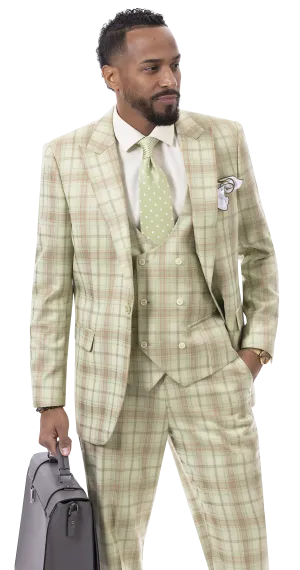 Apple Plaid Three Piece Regular Fit Fashion Suit M2785