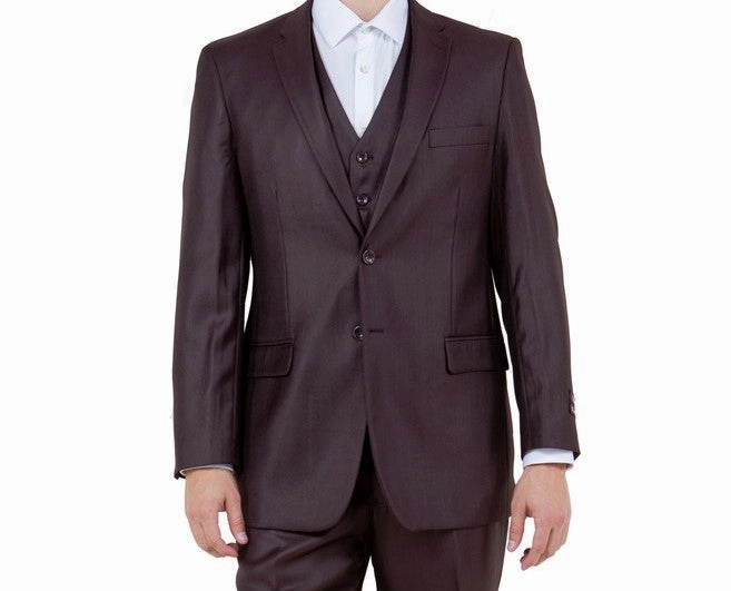Argonaut Collection: Burgundy Textured Solid Three-Piece Suit – Modern Fit