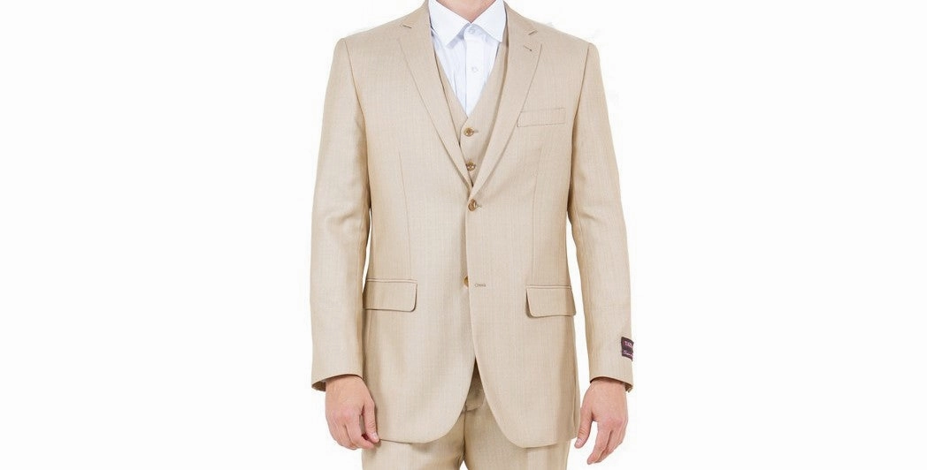 Argonaut Collection: Light Beige Textured Solid Three-Piece Suit – Modern Fit