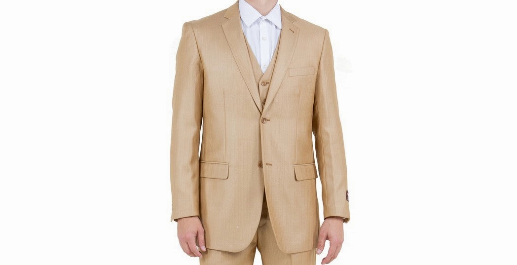 Argonaut Collection: Wheat Textured Solid Three-Piece Suit – Modern Fit