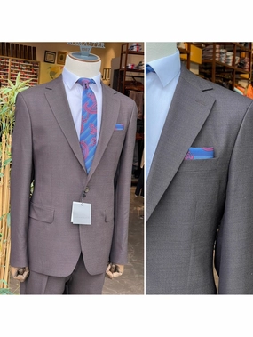 Arthur Black Mens Brown Slim Fit 100% VBC Wool Prehemmed Suit