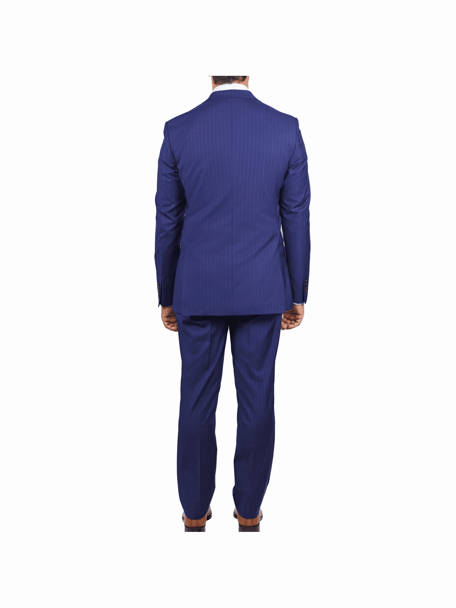 Arthur Black Slim Fit Blue Chalk Stripe Super 110's Reda Wool Peak Lapel Suit