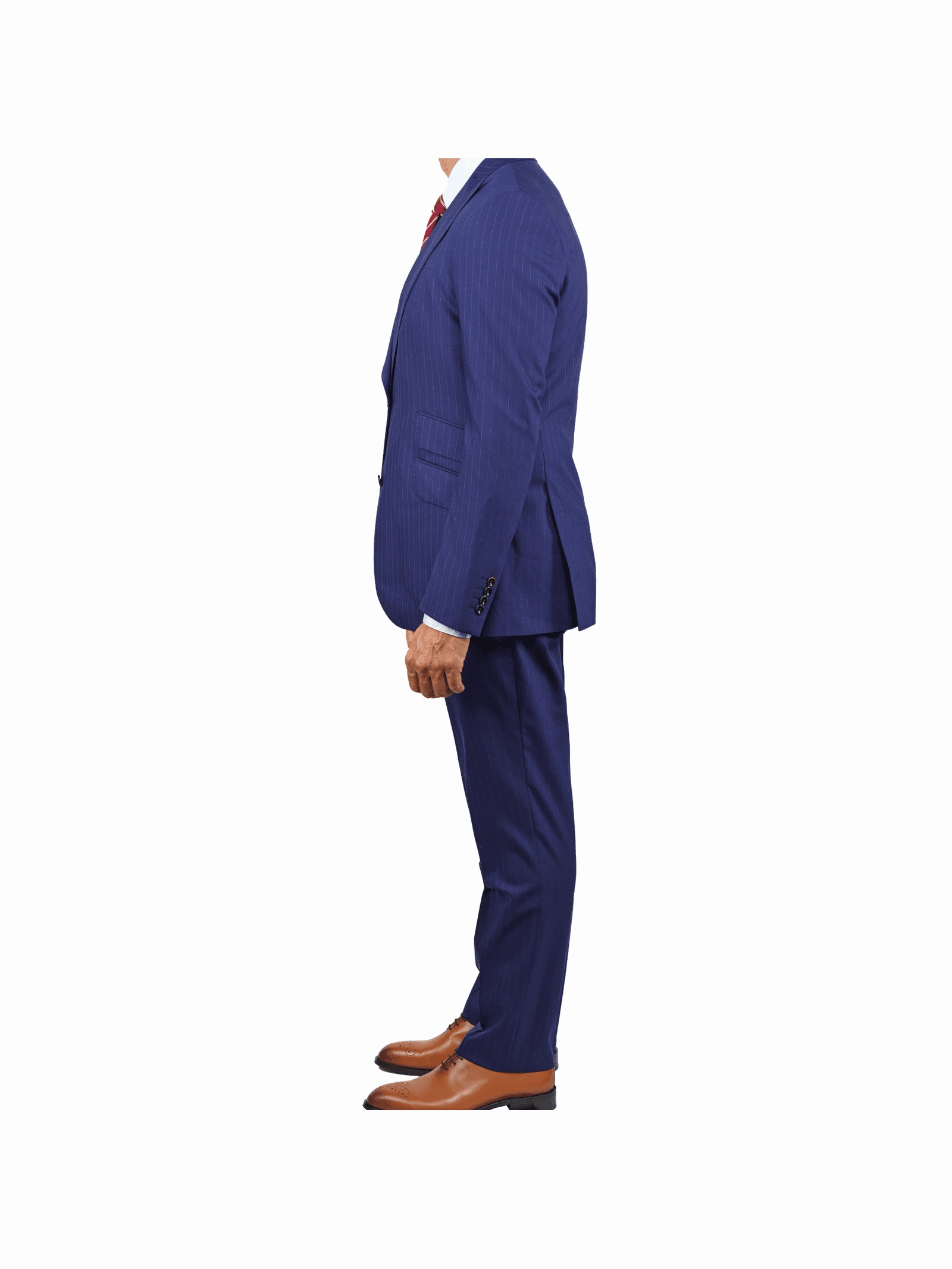 Arthur Black Slim Fit Blue Chalk Stripe Super 110's Reda Wool Peak Lapel Suit