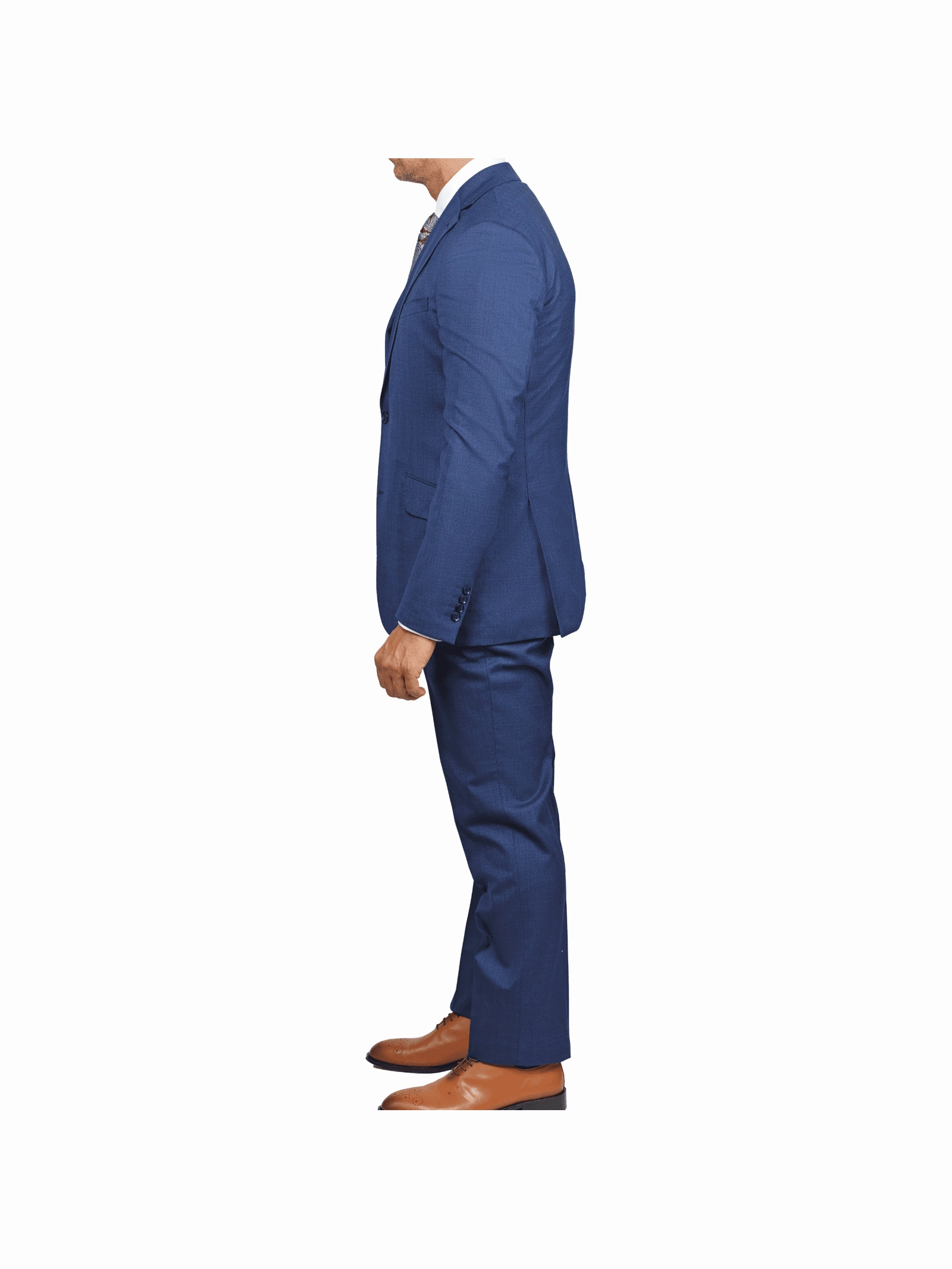 Arthur Black Slim Fit Blue Textured Natural Stretch Barberbis Worsted Wool Suit