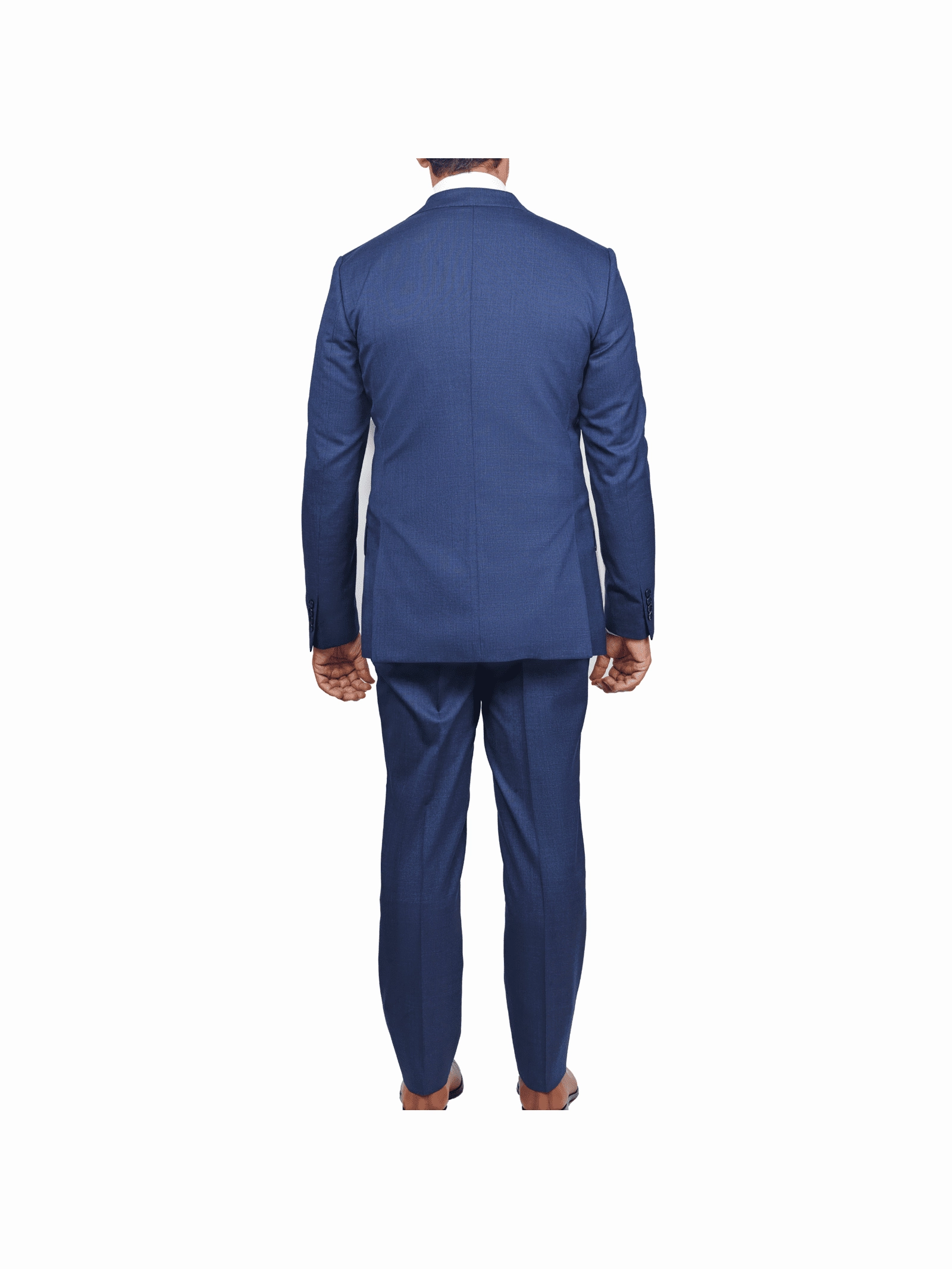 Arthur Black Slim Fit Blue Textured Natural Stretch Barberbis Worsted Wool Suit