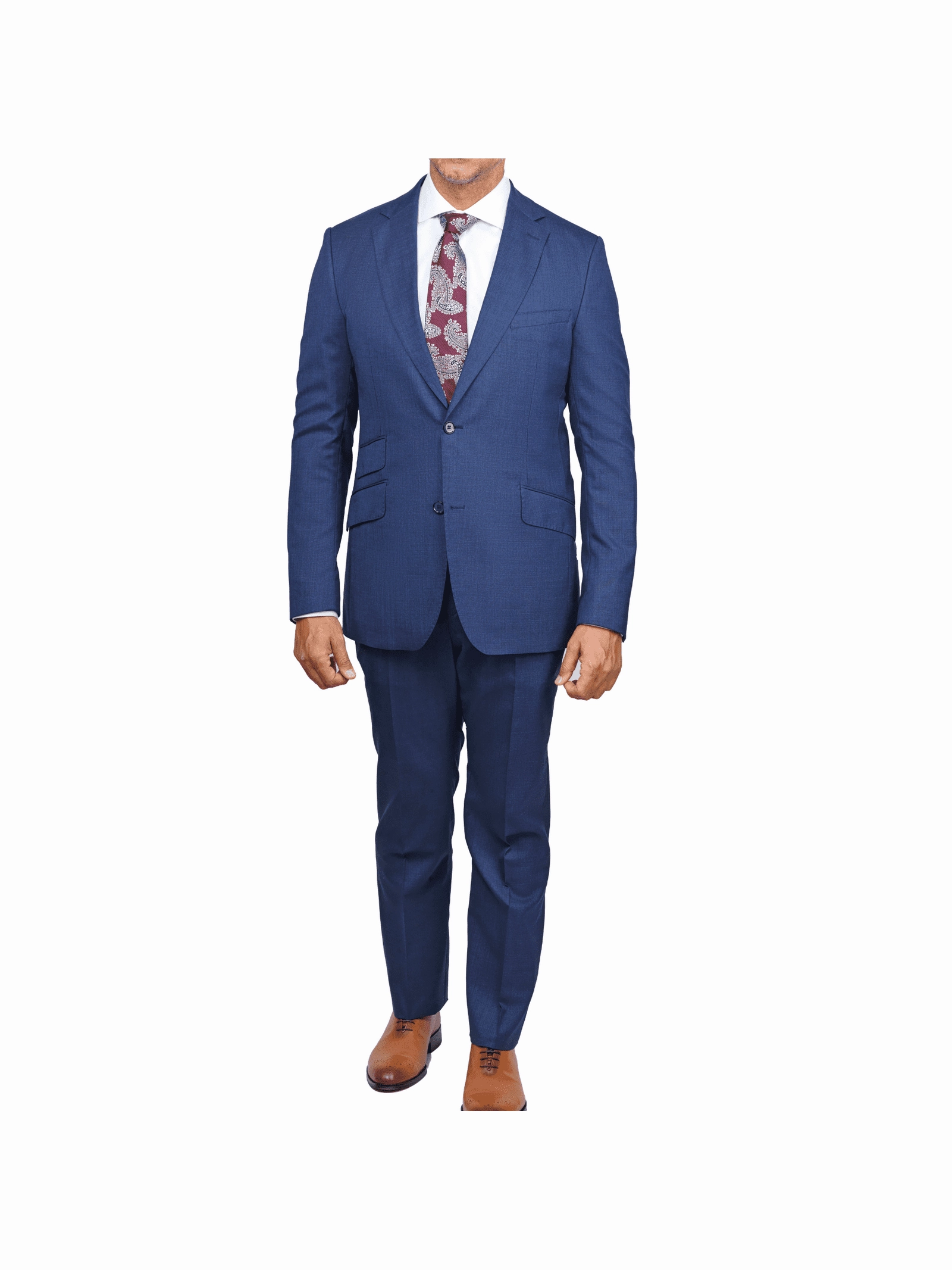 Arthur Black Slim Fit Blue Textured Natural Stretch Barberbis Worsted Wool Suit