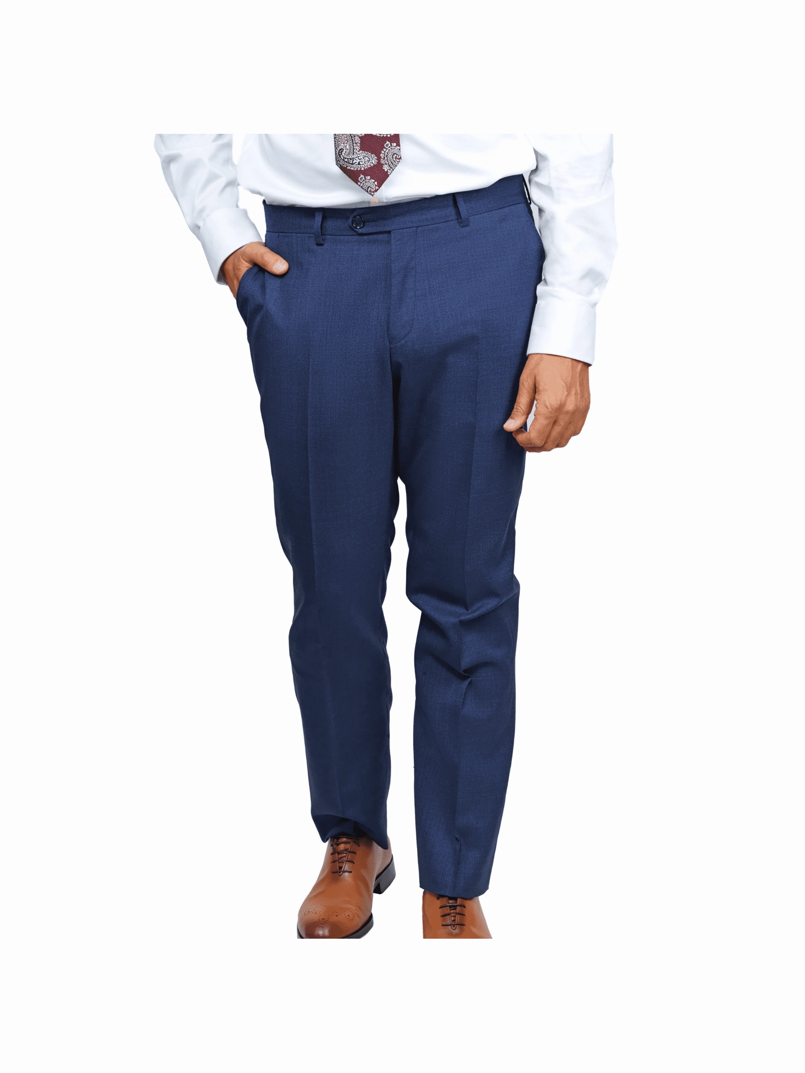 Arthur Black Slim Fit Blue Textured Natural Stretch Barberbis Worsted Wool Suit