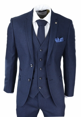 Arthur Blue 3 Piece Suit Birdseye Suit