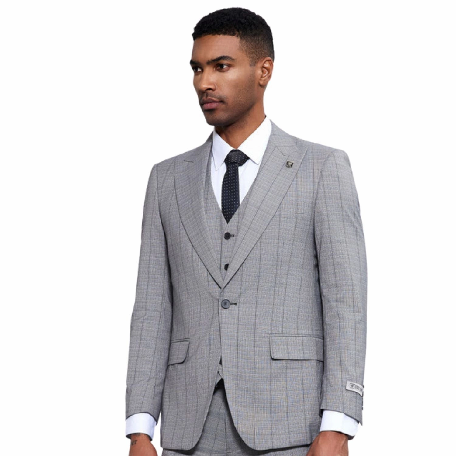 Asterion Collection: Stacy Adams Windowpane Suit In Grey