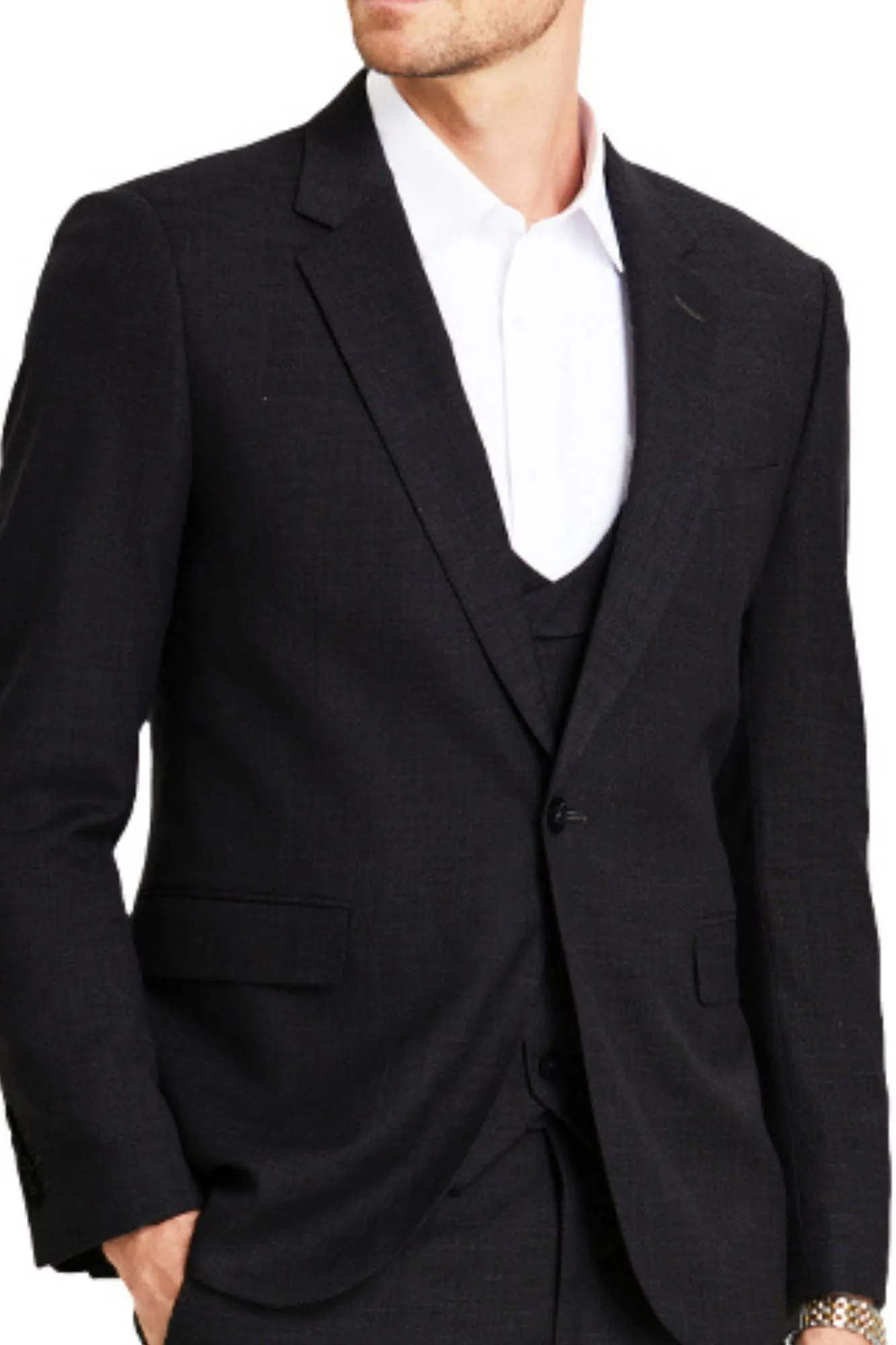 Avantique Collection: 3-Piece Solid Suit For Men In Black - Slim Fit