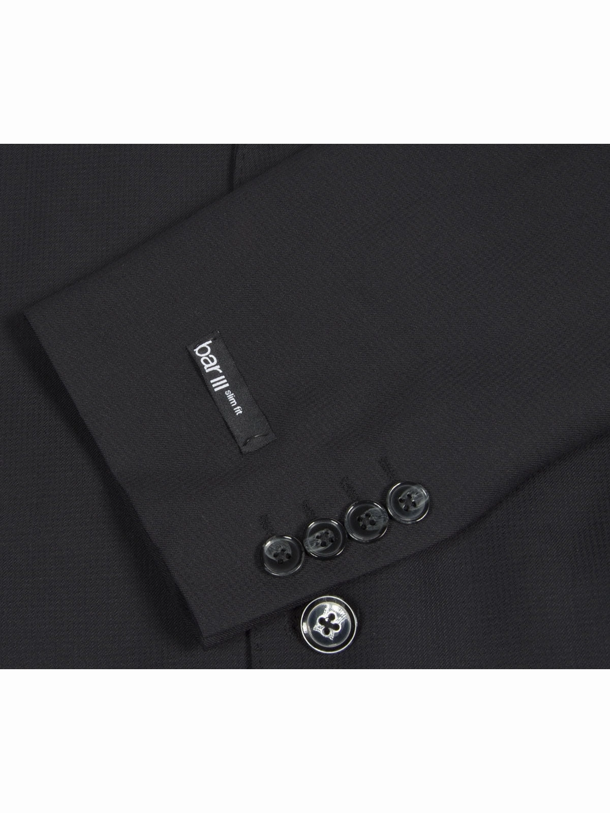 Bar III Mens Slim Fit Black Wool Blend 2 Piece Suit
