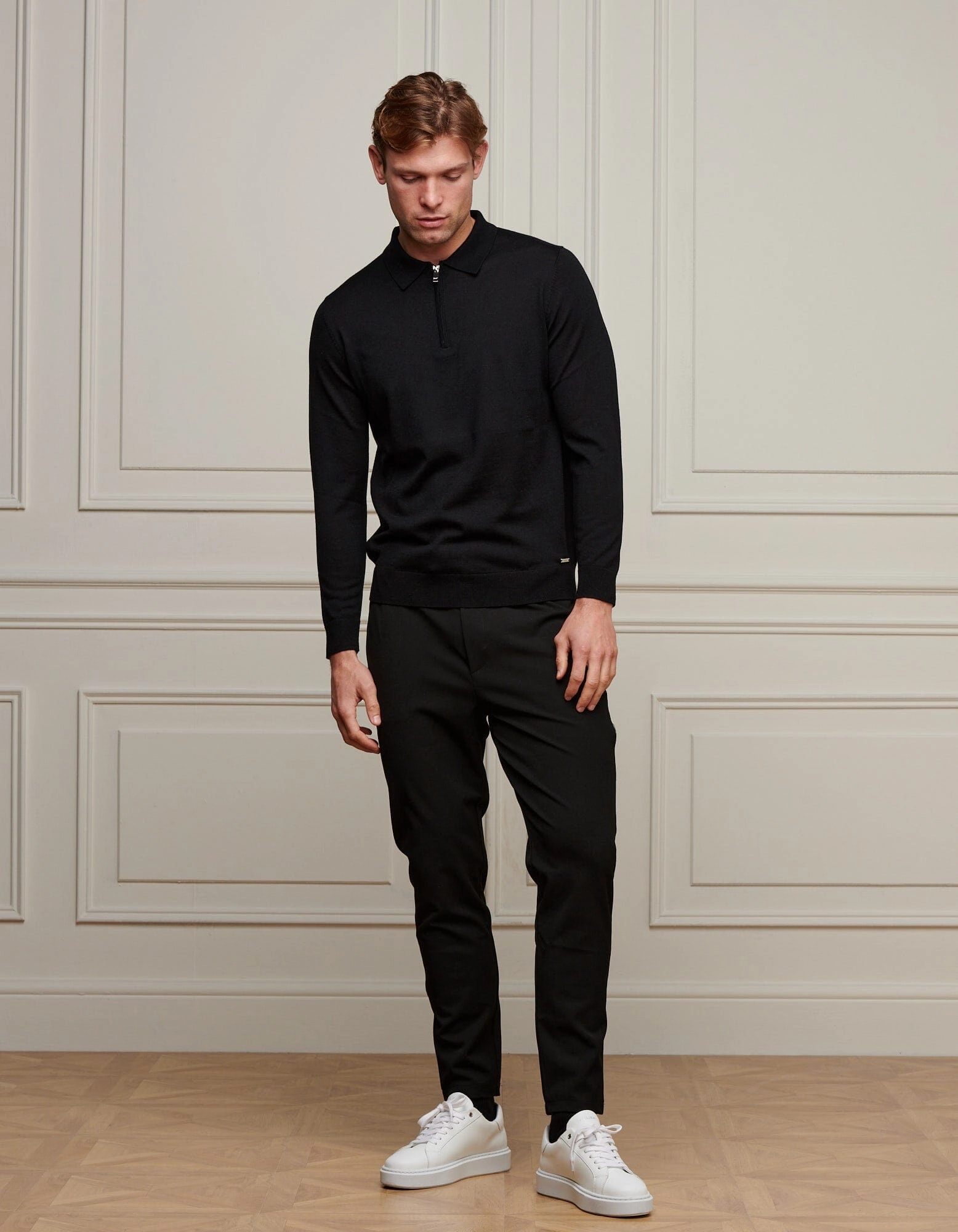 Black 1/4 Zip L/S Polo