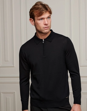 Black 1/4 Zip L/S Polo