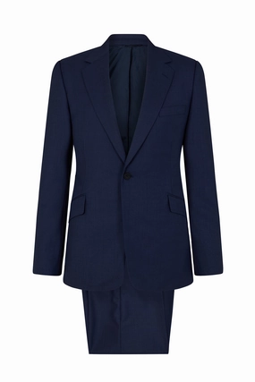 Blue Sharkskin Single Breasted Suit