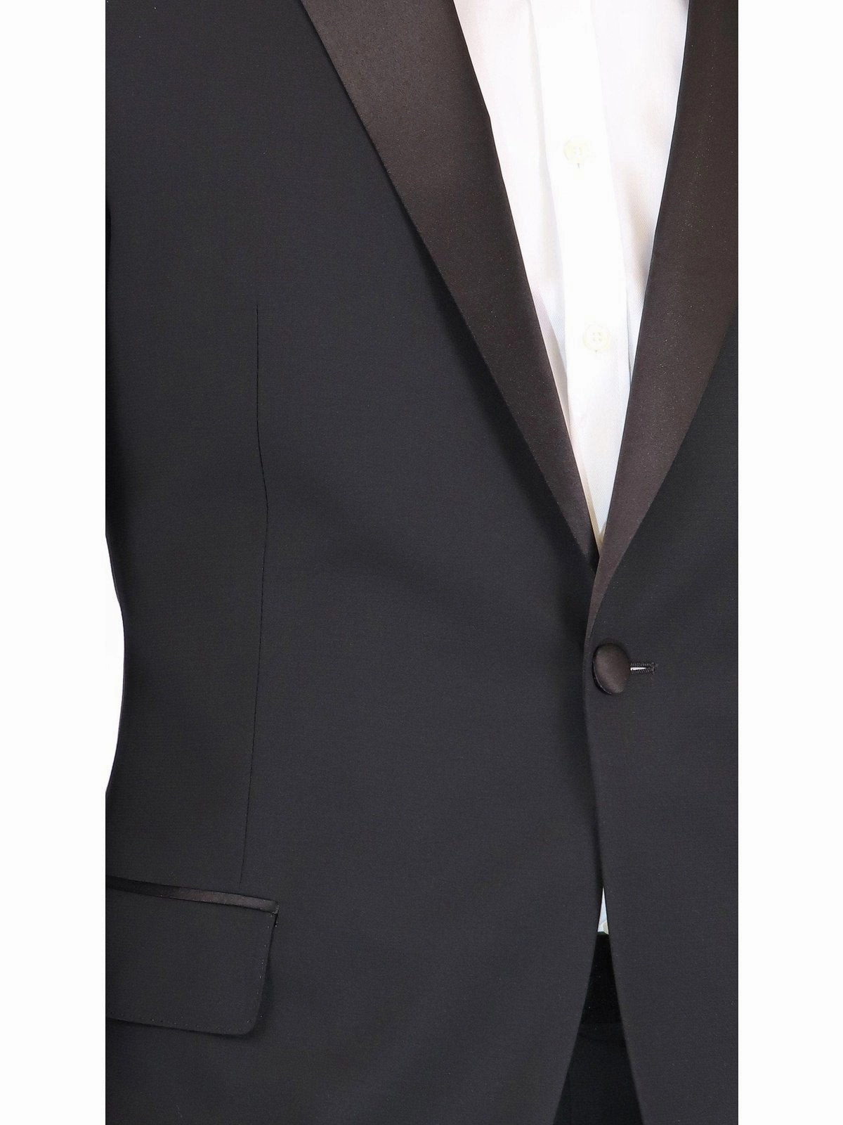 Blujacket Mens Solid Black Notch Lapel 100% Wool Regular Fit 2-Piece Tuxedo Suit