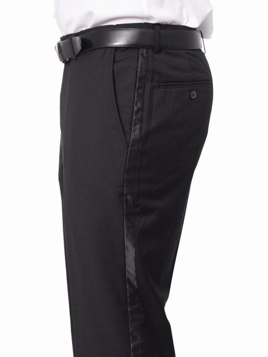 Braveman Mens Solid Black Classic Fit Tuxedo Suit With Satin Lapels