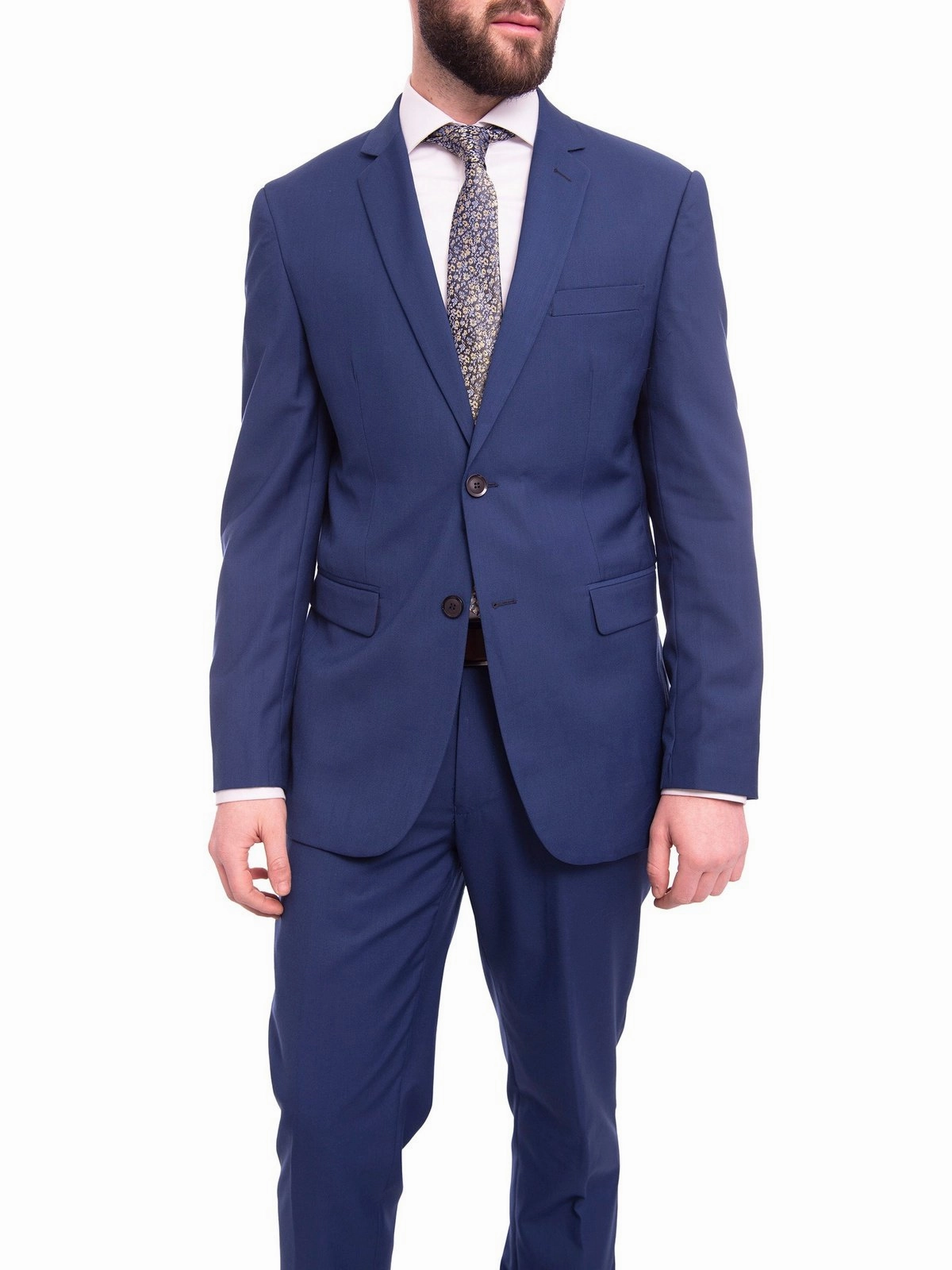 Braveman Slim Fit Solid Light Blue Two Button Suit