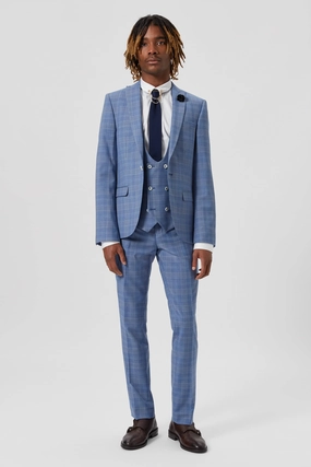 Breamore Skinny Fit Blue Check Wool Suit - ARCHIVE