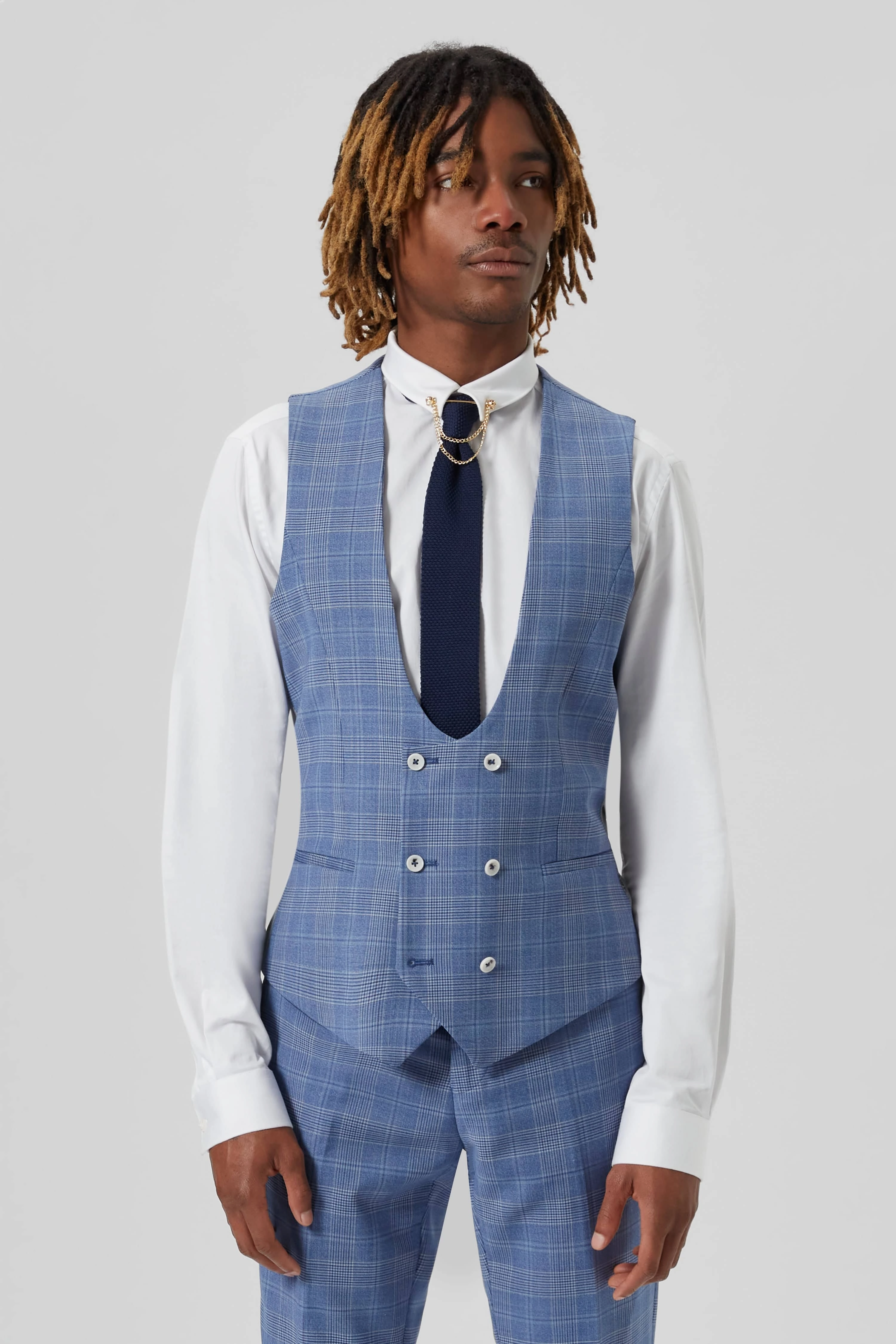 Breamore Skinny Fit Blue Check Wool Suit - ARCHIVE