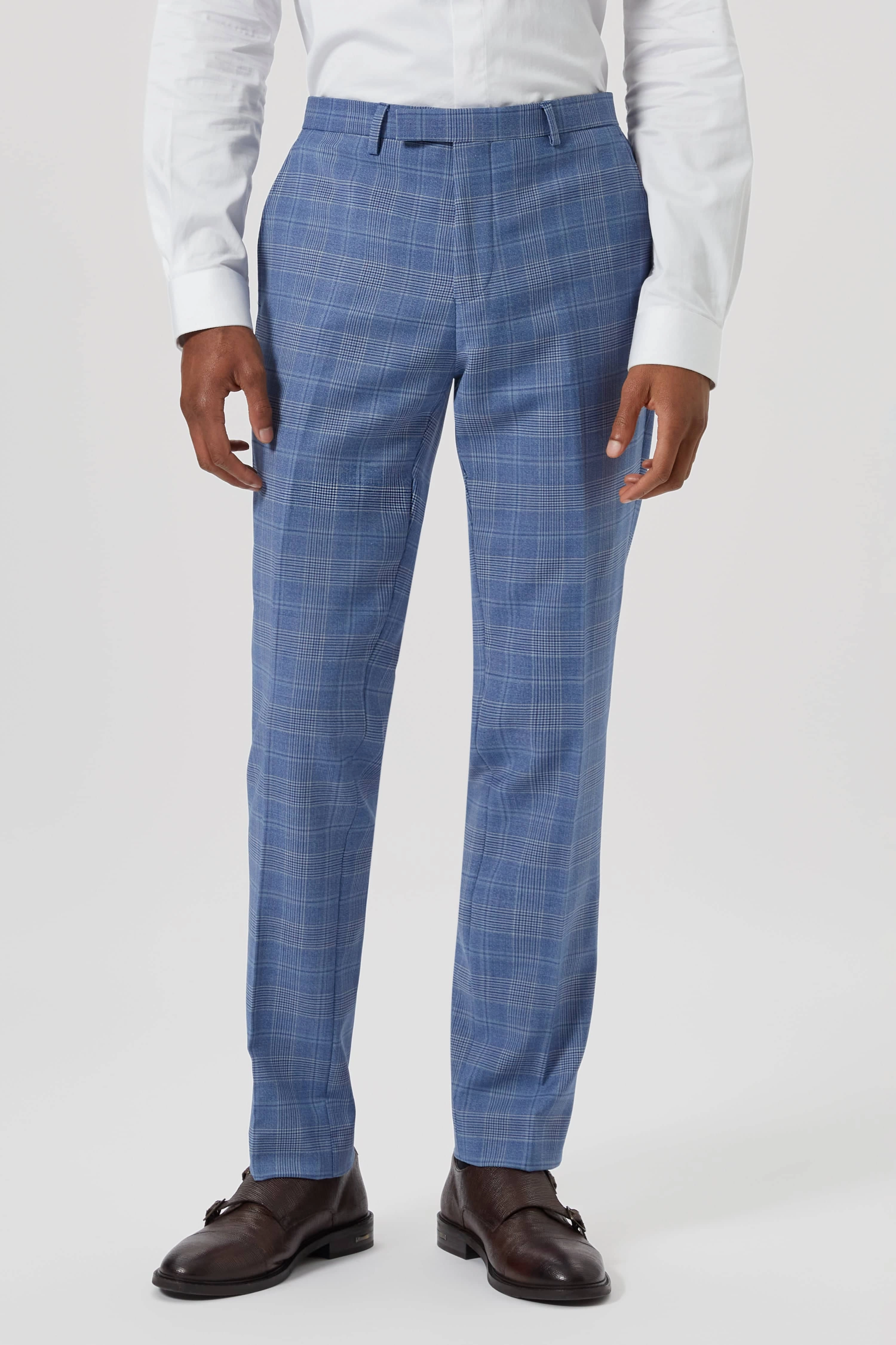 Breamore Skinny Fit Blue Check Wool Suit - ARCHIVE