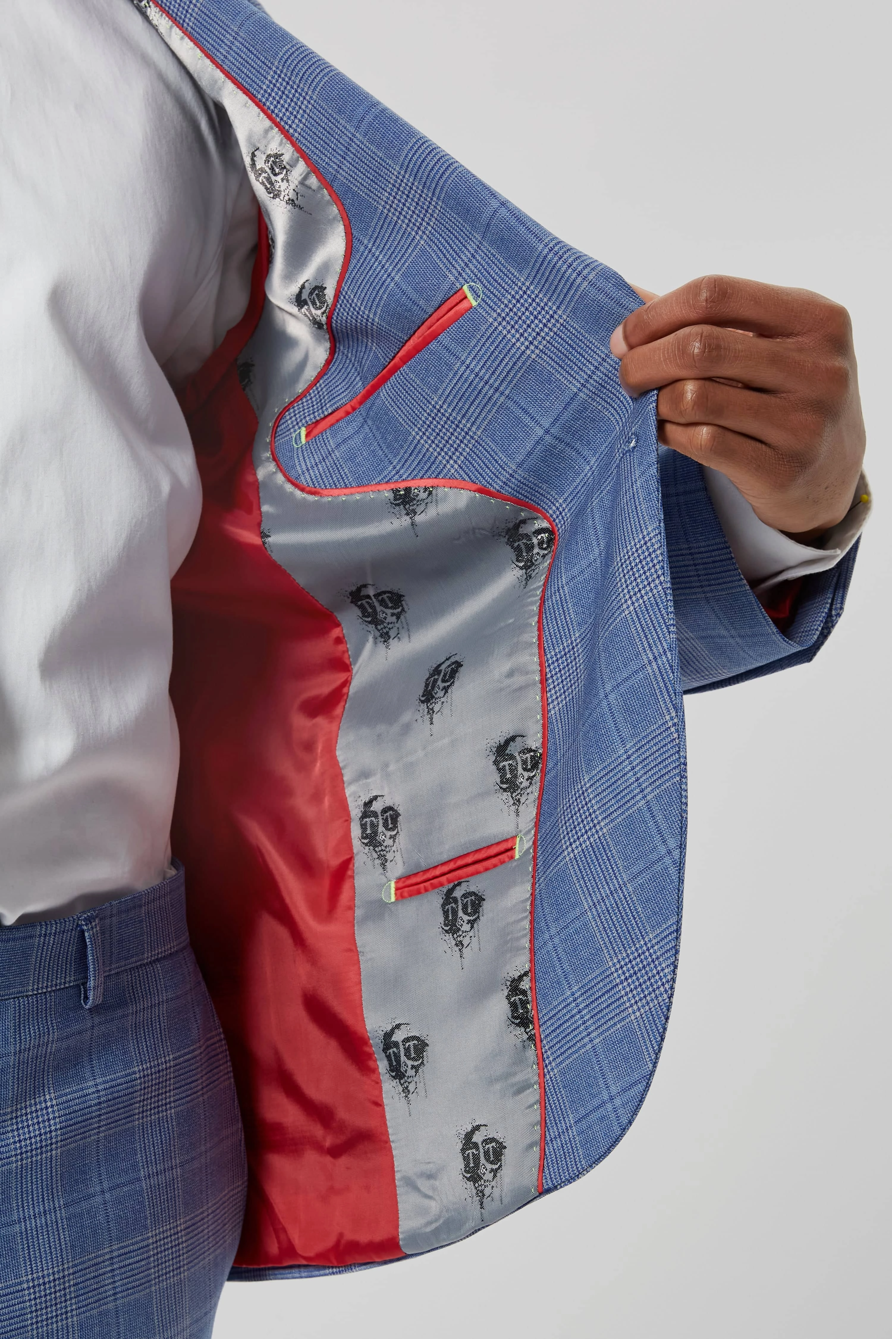 Breamore Skinny Fit Blue Check Wool Suit - ARCHIVE