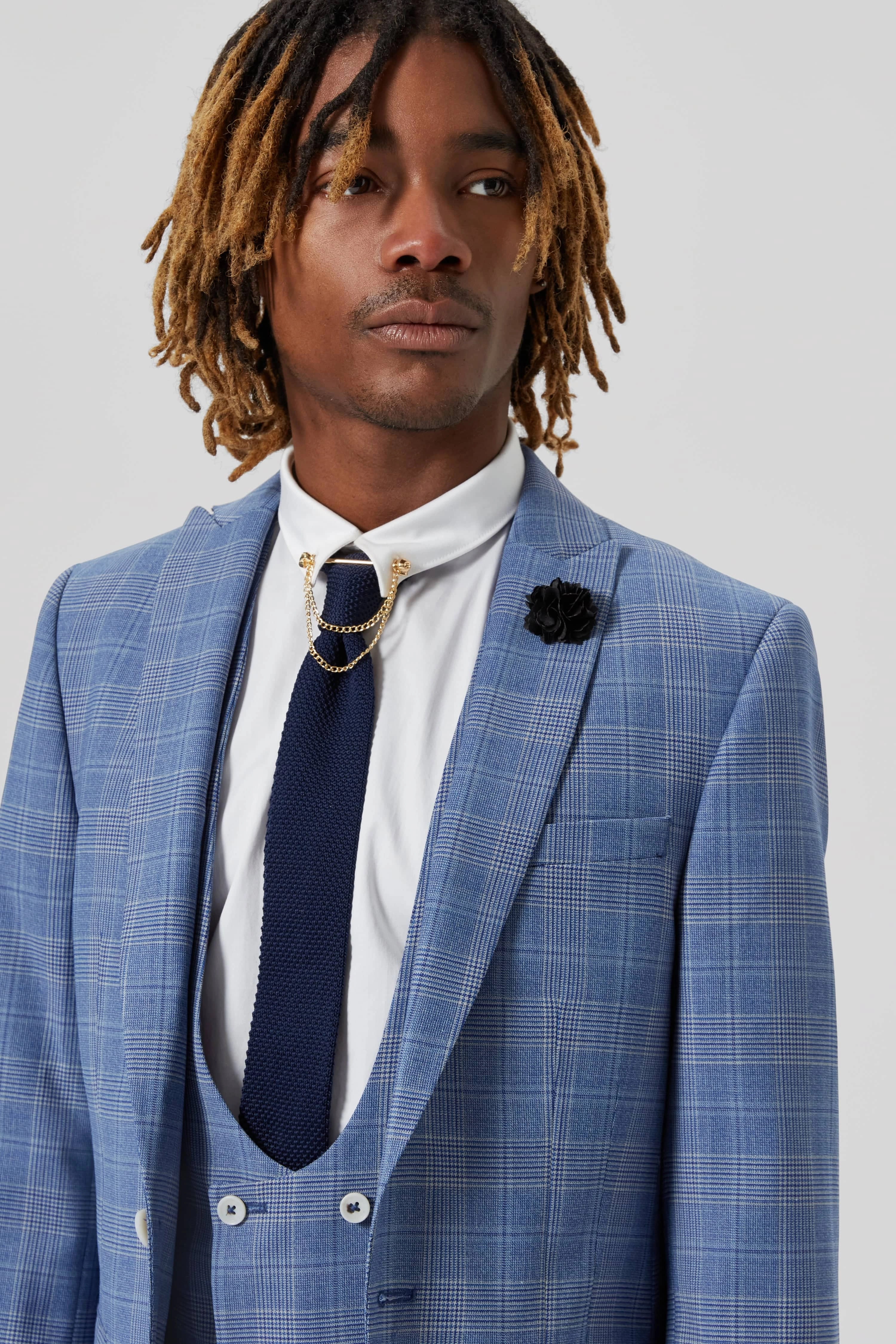 Breamore Skinny Fit Blue Check Wool Suit - ARCHIVE